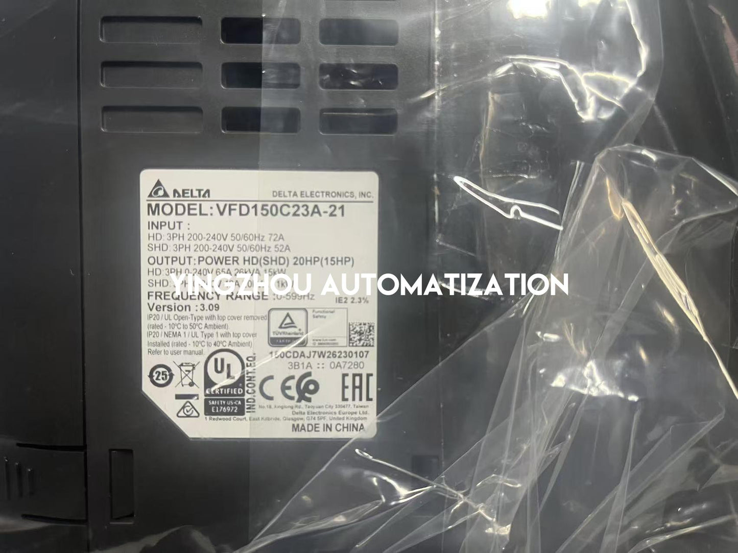 Delta VFD150C23A-21 C2000 Plus VFD | 15kW, 230V, 3-Phase, High-Performance Drive | Brand New Original-YingZhou Automatization
