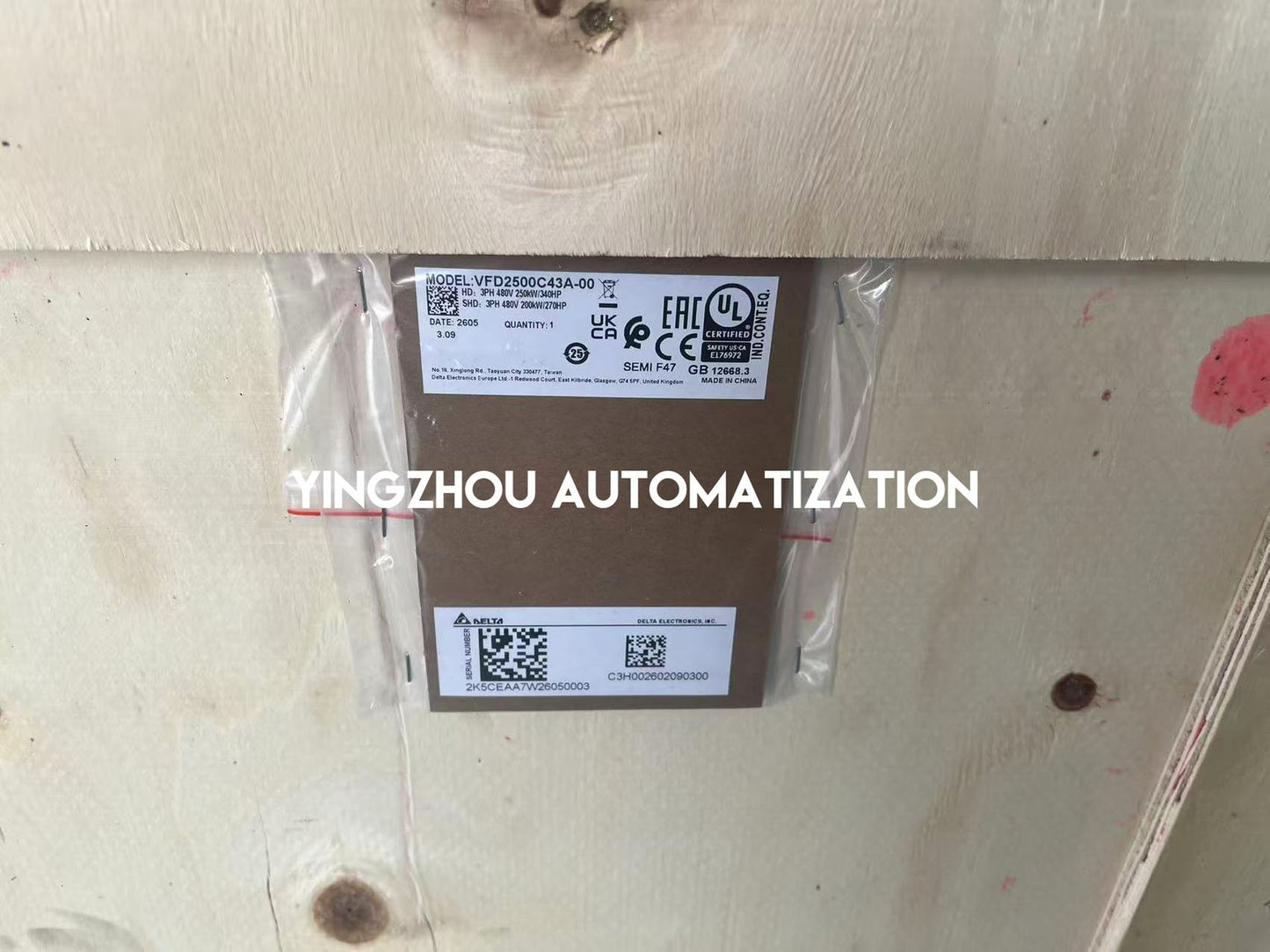 Delta VFD2500C43A-00 C2000 Series AC Frequency Inverter | 335HP 250kW 380V Heavy Duty Vector Drive | Brand New Original-YingZhou Automatization