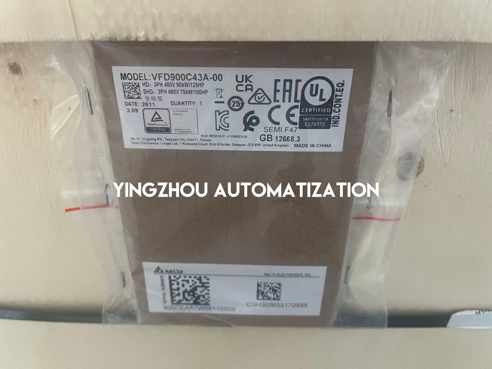 Delta VFD900C43A-00 C2000 Series AC Frequency Inverter | 125HP 90kW 380V Heavy Duty Vector Drive | Brand New Original-YingZhou Automatization