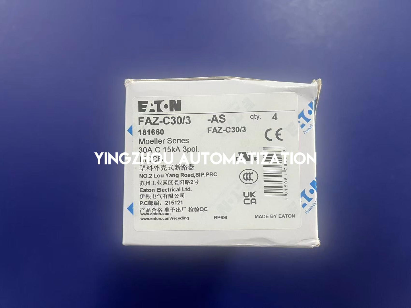 Eaton FAZ-C30/3 Miniature Circuit Breaker | 30A 3-Pole | C-Curve | Brand New Original-YingZhou Automatization