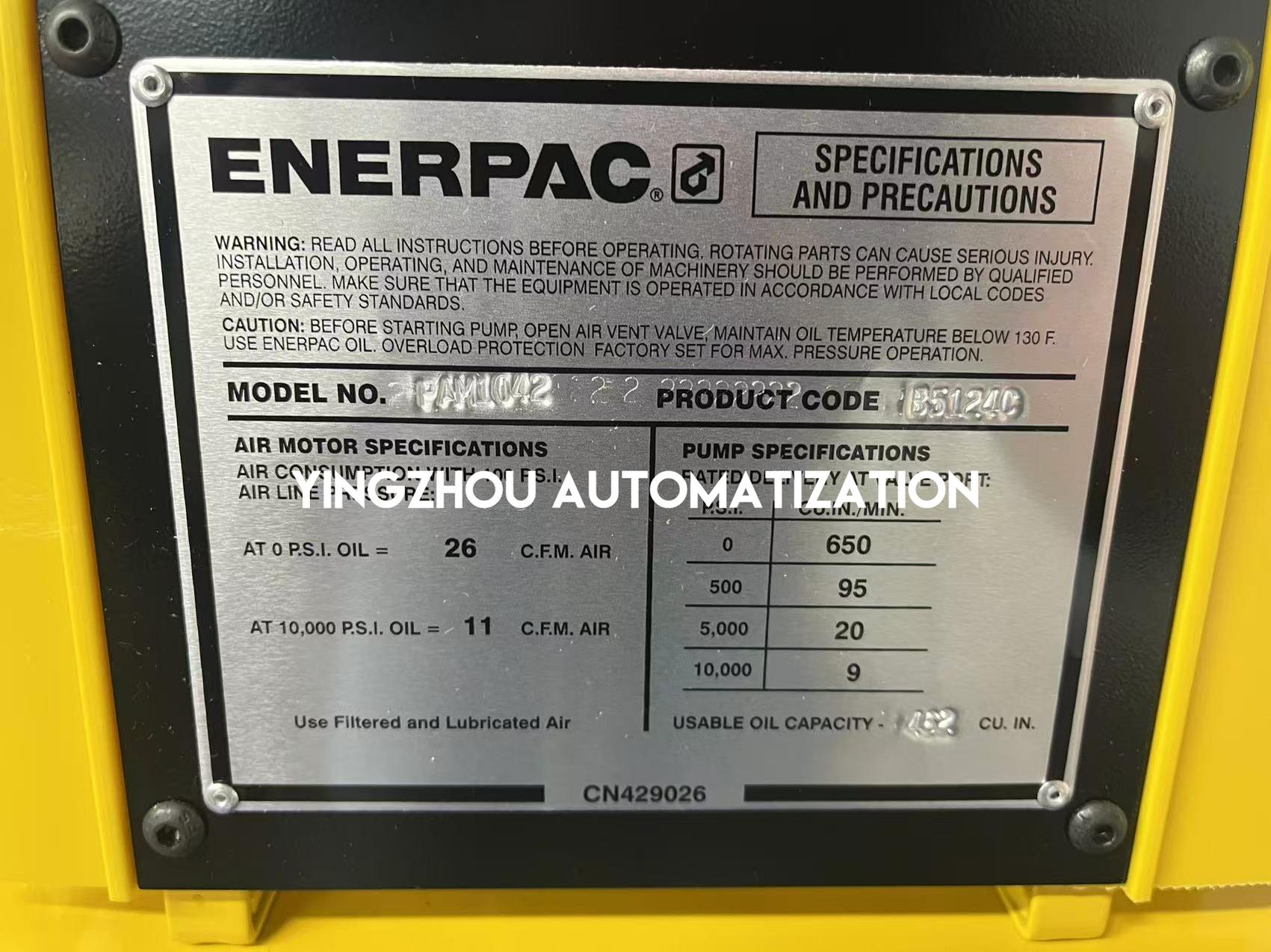 Enerpac PAM1042 | Air Hydraulic Pump | 10,000 psi 700 bar | 2.1 Gallon Reservoir | 4-Way 3-Position Valve | Brand New Original-YingZhou Automatization
