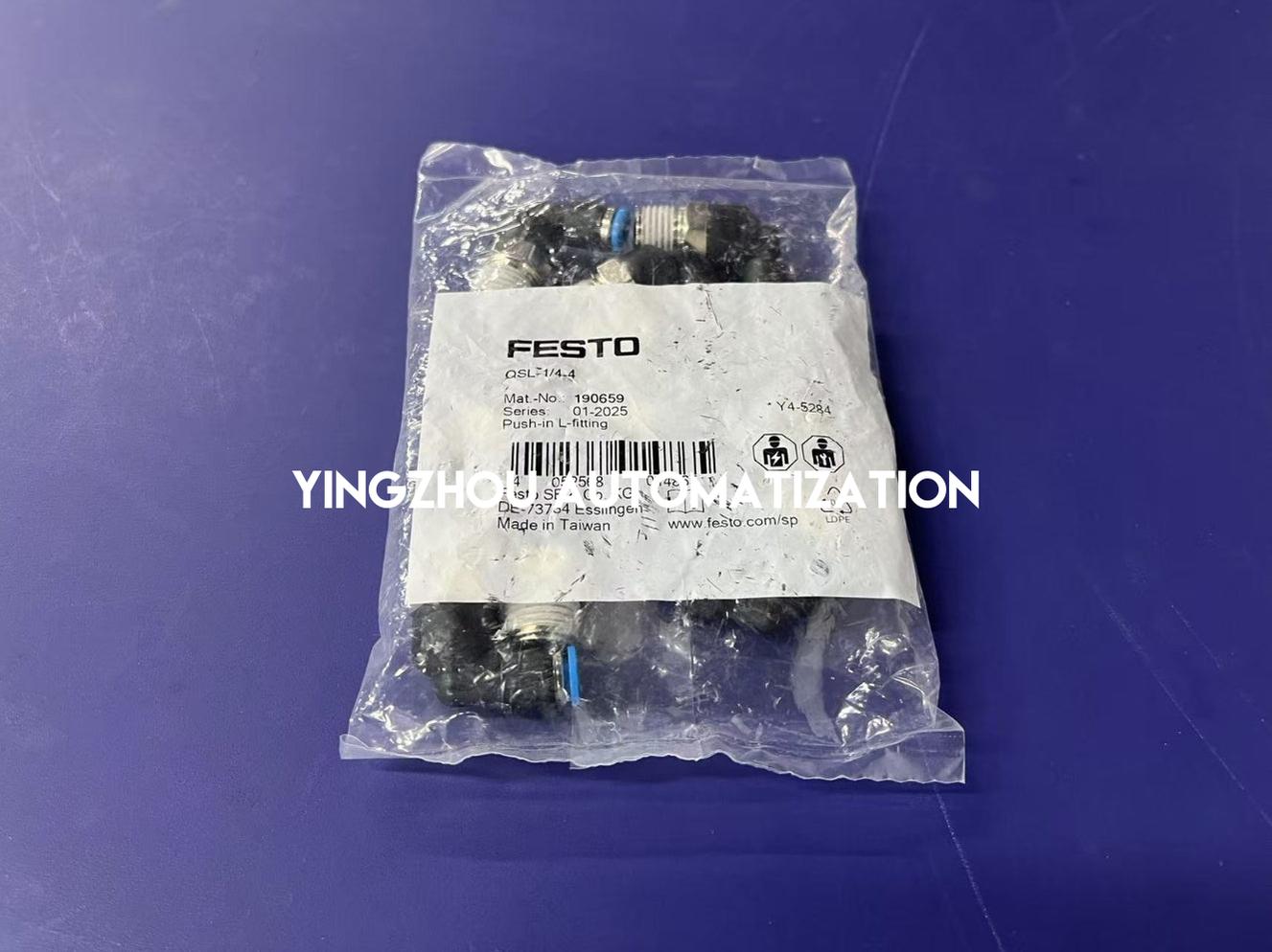 Festo 190659 QSL-1/4-4 Push-in Fitting | G1/4" to 4mm Tube | 90° Elbow-YingZhou Automatization