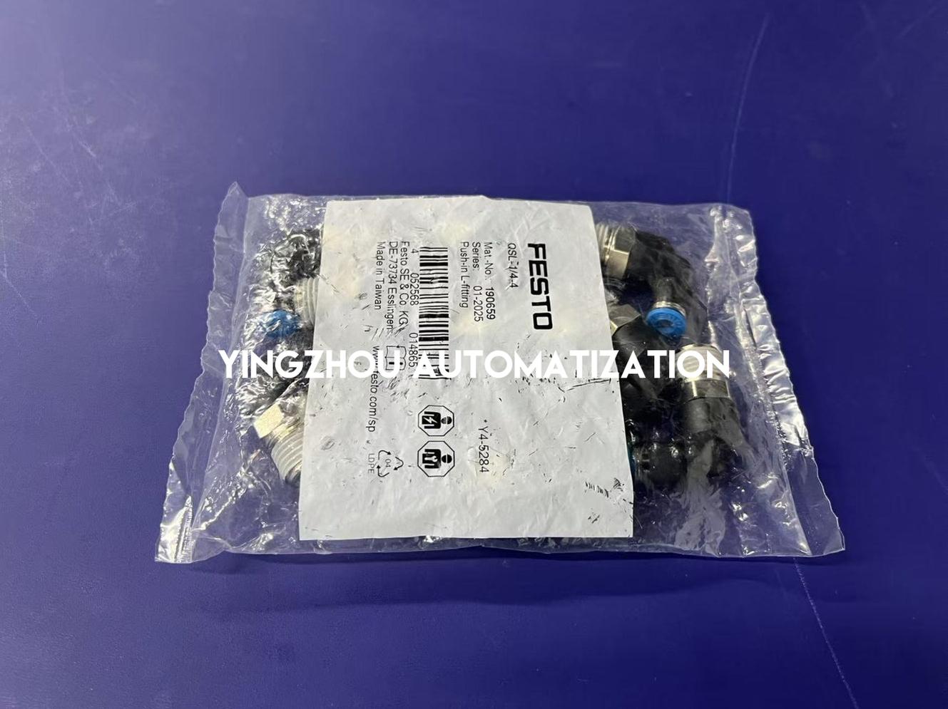 Festo 190659 QSL-1/4-4 Push-in Fitting | G1/4" to 4mm Tube | 90° Elbow-YingZhou Automatization