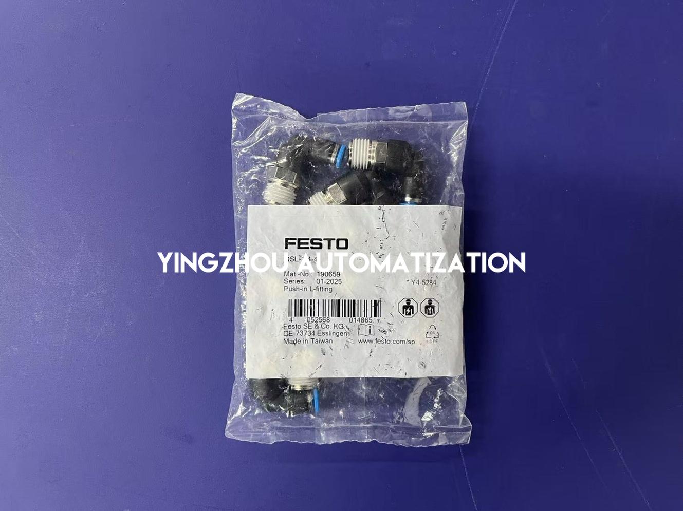 Festo 190659 QSL-1/4-4 Push-in Fitting | G1/4" to 4mm Tube | 90° Elbow-YingZhou Automatization