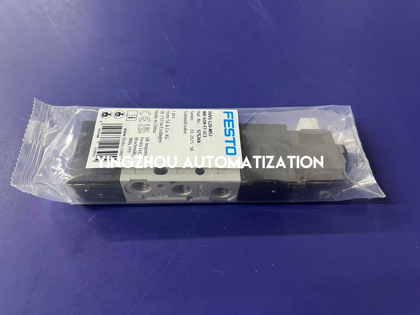 Festo 575264 VUVS-L20-M52-MD-G18-F7-1C1 Solenoid Valve | 5/2-Way | Monostable | G1/8"-YingZhou Automatization