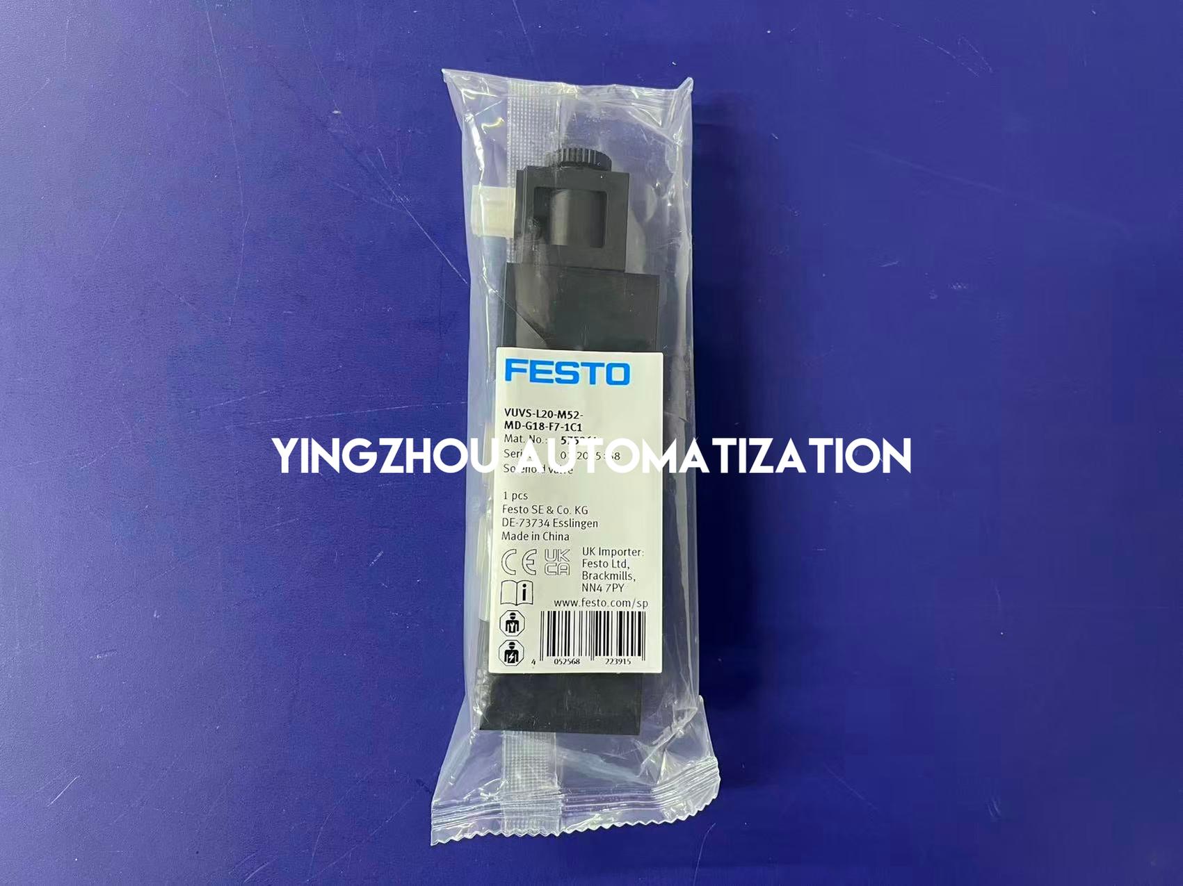 Festo 575264 VUVS-L20-M52-MD-G18-F7-1C1 Solenoid Valve | 5/2-Way | Monostable | G1/8"-YingZhou Automatization