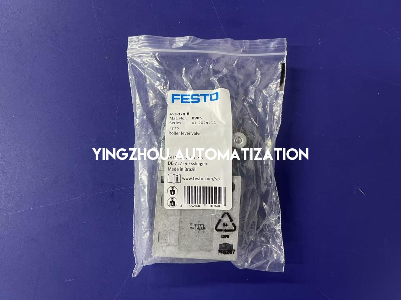 Festo 8985 R-3-1/4-B Roller Lever Valve | 3/2-Way | G1/4" | Mechanical Actuation-YingZhou Automatization