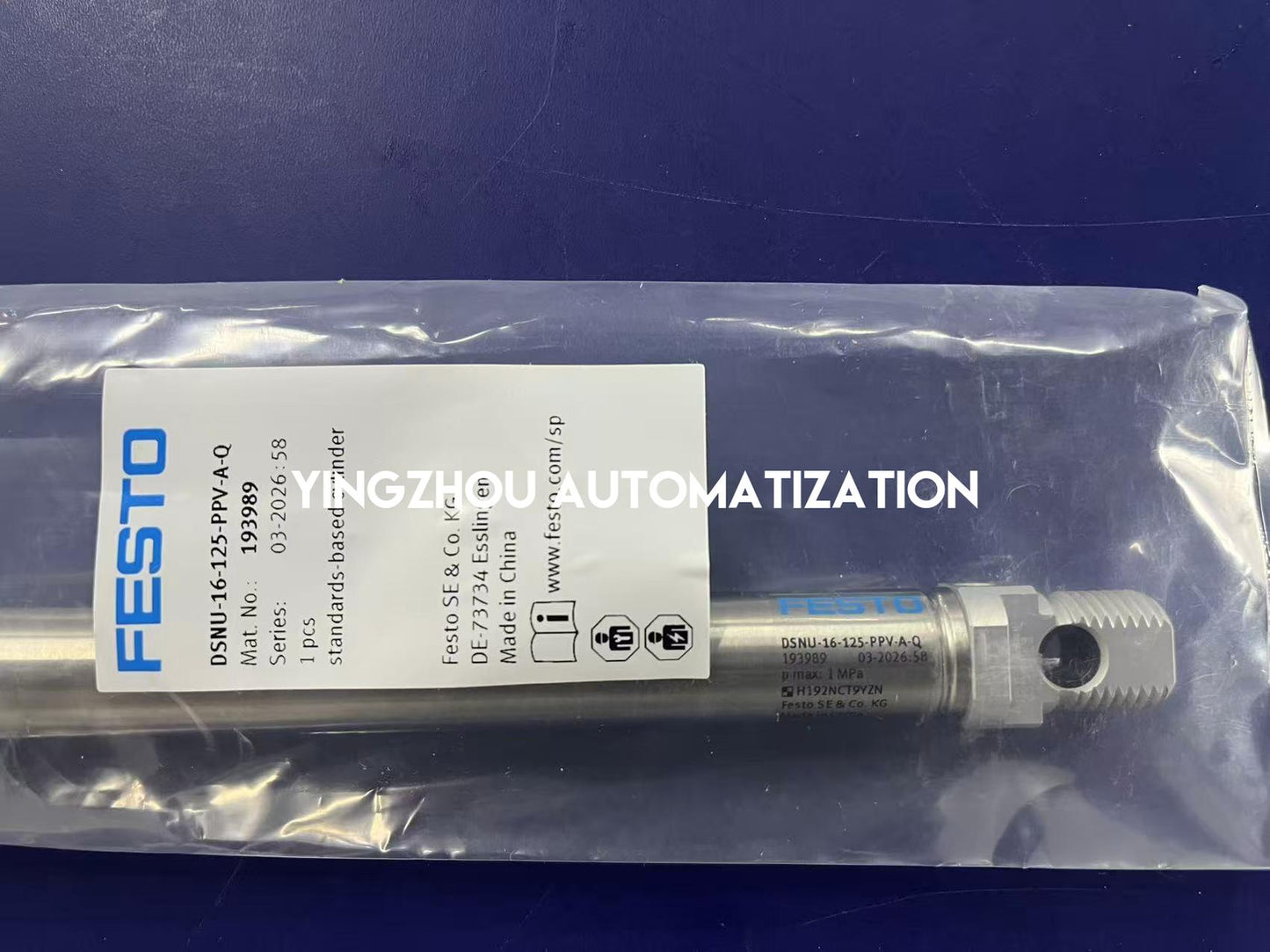 Festo DSNU-16-125-PPV-A-Q Standard Cylinder | 193989 | 16 mm Bore, 125 mm Stroke | Pneumatic Actuator | Brand New Original-YingZhou Automatization