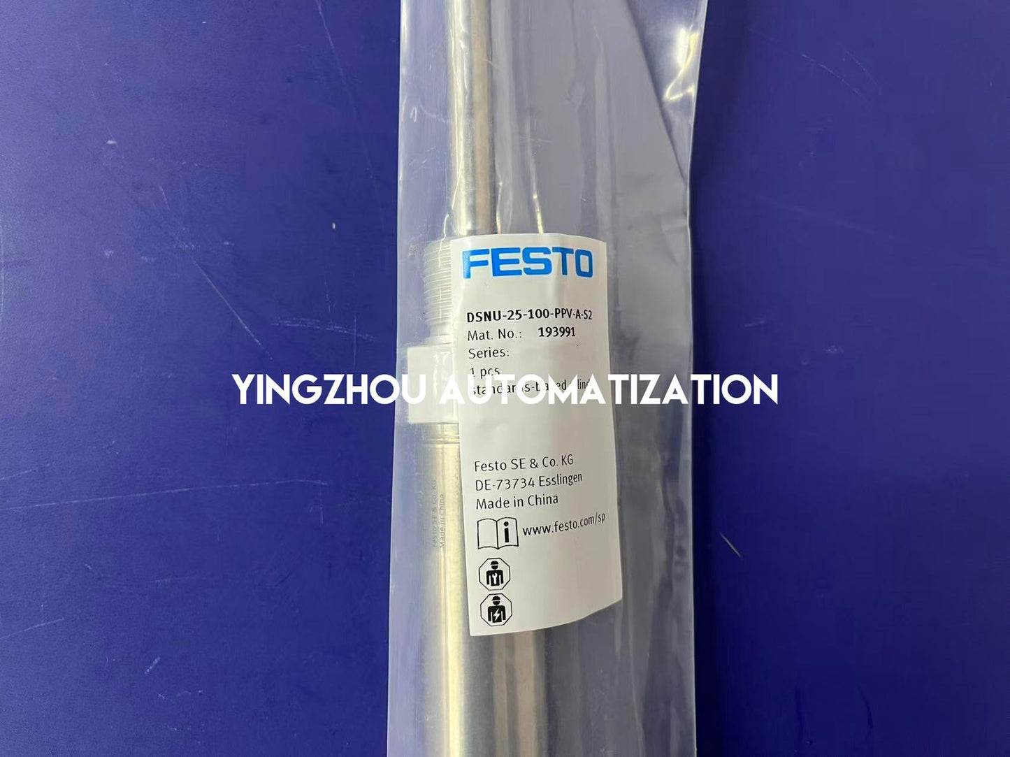 Festo DSNU-25-100-PPV-A-S2 ISO Cylinder | 193991 | 25 mm Bore, 100 mm Stroke | Adjustable Cushioning & Through-Piston Rod | Brand New Original-YingZhou Automatization