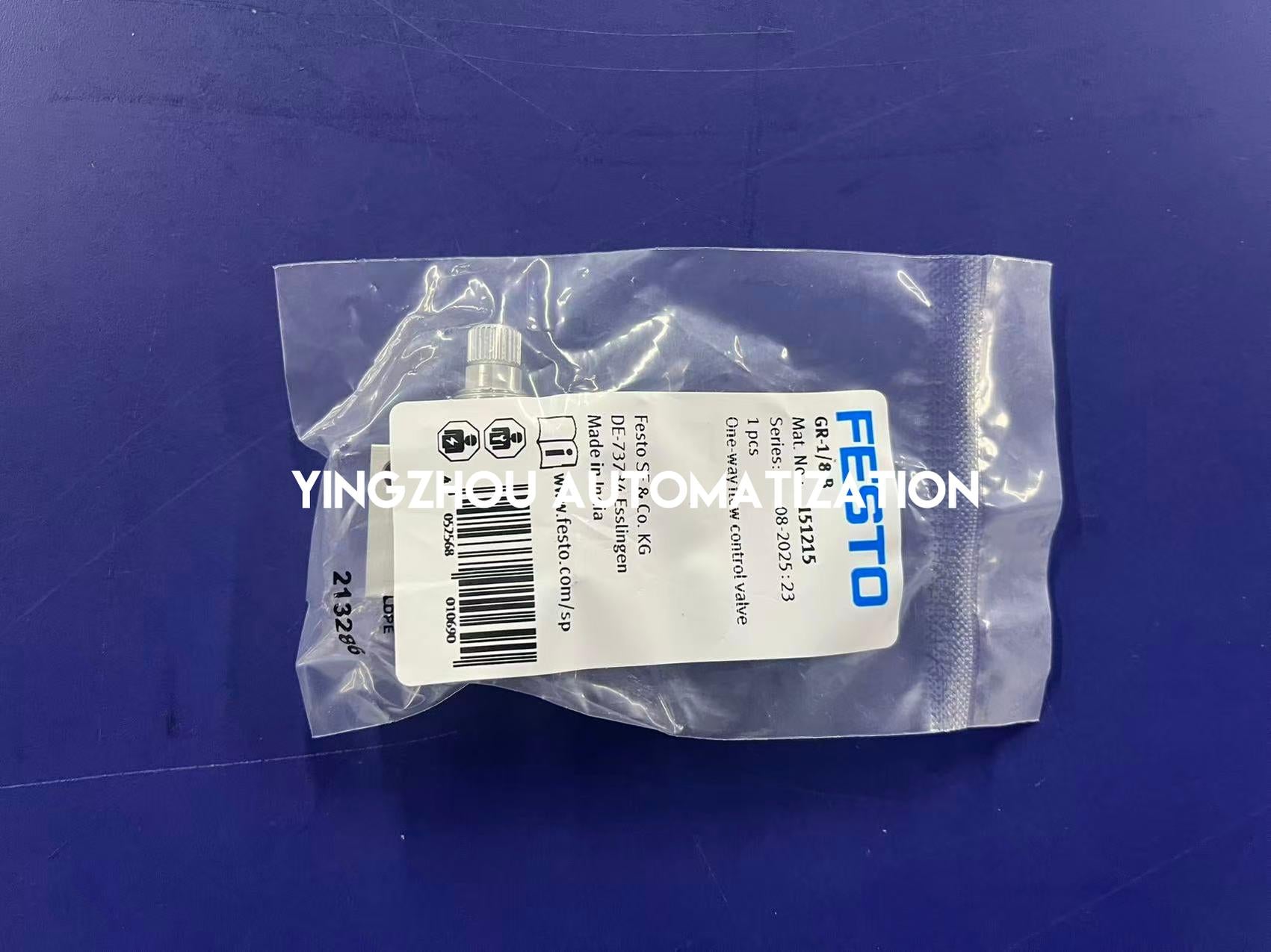 Festo GR-1/8-B One-Way Flow Control Valve | 151215 | G1/8" Thread Throttle Check Valve | Pneumatic Speed Regulator | Brand New Original-YingZhou Automatization