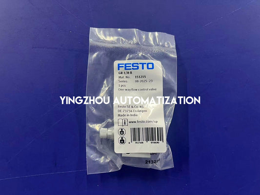 Festo GR-1/8-B One-Way Flow Control Valve | 151215 | G1/8" Thread Throttle Check Valve | Pneumatic Speed Regulator | Brand New Original-YingZhou Automatization