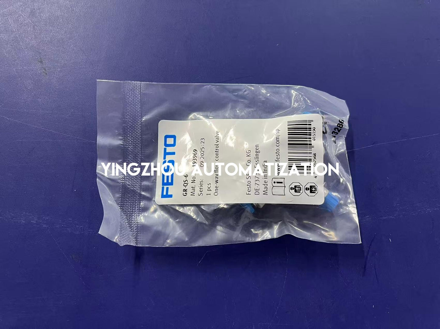 Festo GR-QS-6 One-Way Flow Control Valve | 193969 | 6 mm OD Tubing | Push-in Pneumatic Regulator | Brand New Original-YingZhou Automatization