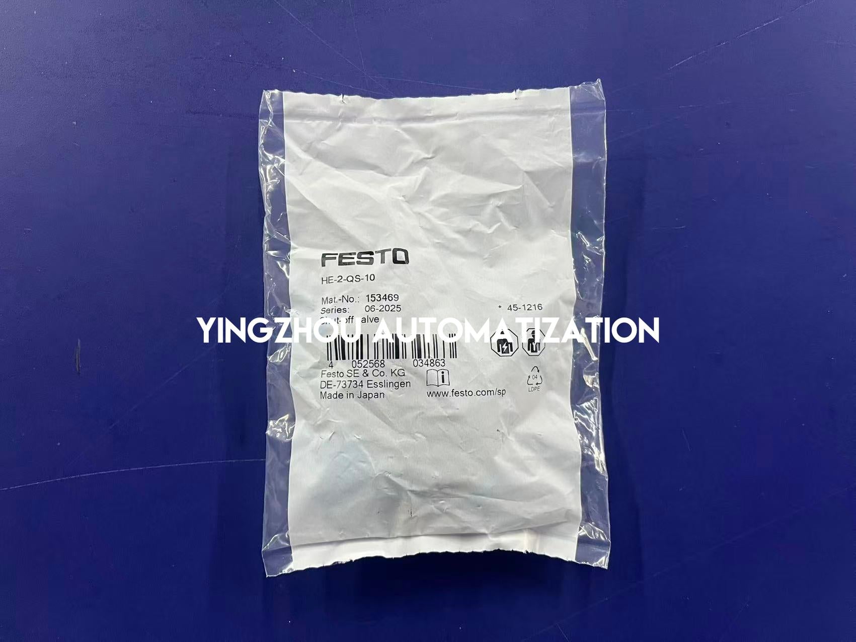 Festo HE-2-QS-10 On-Off Valve | 153469 | QS-10 Push-in Fitting, Manual Operation | Pneumatic Flow Control | Brand New Original-YingZhou Automatization