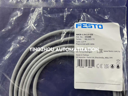 Festo KMEB-1-24-2.5-LED Plug Socket | 151688 | 24V DC, 2.5m Cable, Integrated LED | Solenoid Valve Connector | Brand New Original-YingZhou Automatization