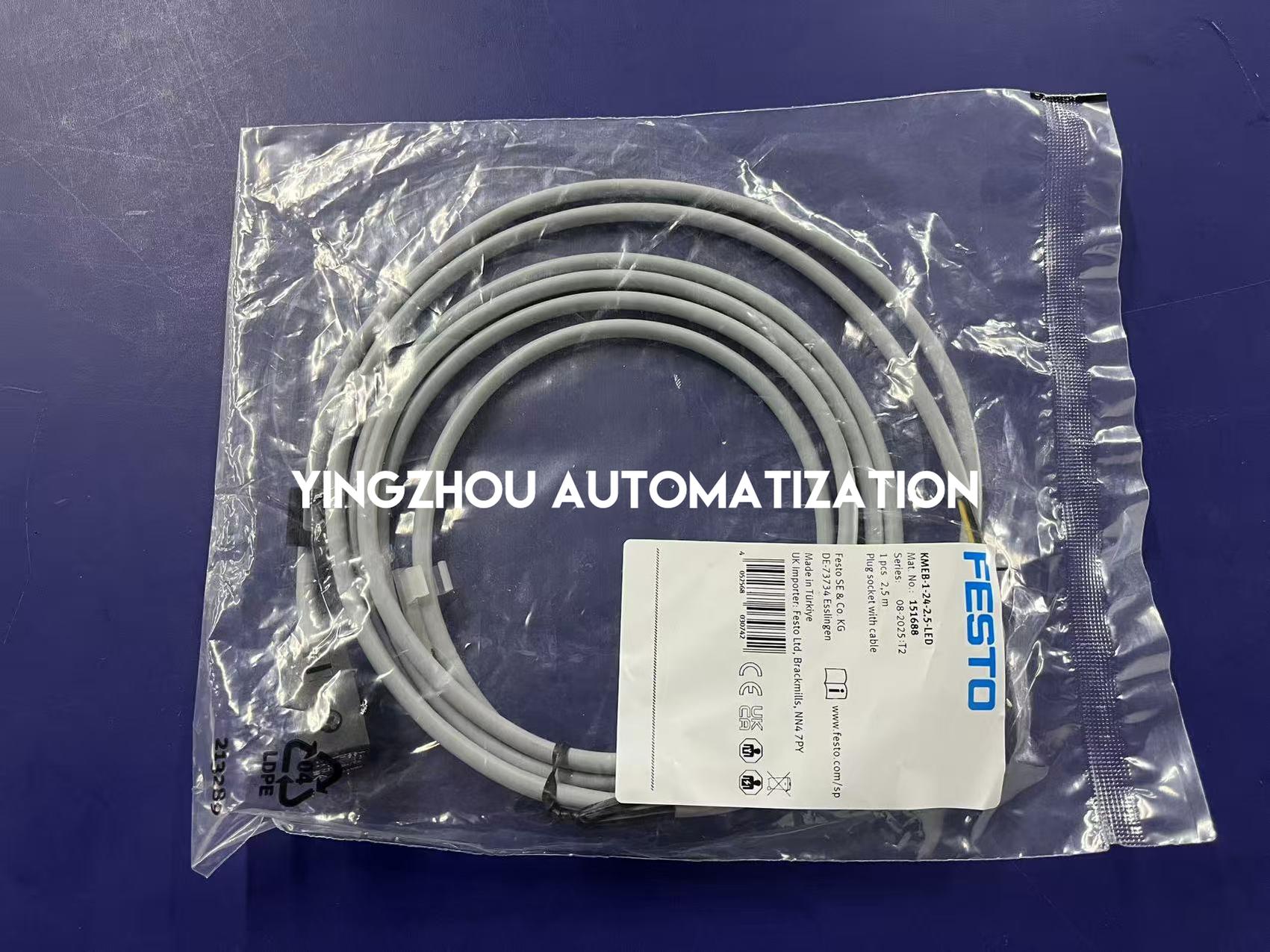 Festo KMEB-1-24-2.5-LED Plug Socket | 151688 | 24V DC, 2.5m Cable, Integrated LED | Solenoid Valve Connector | Brand New Original-YingZhou Automatization