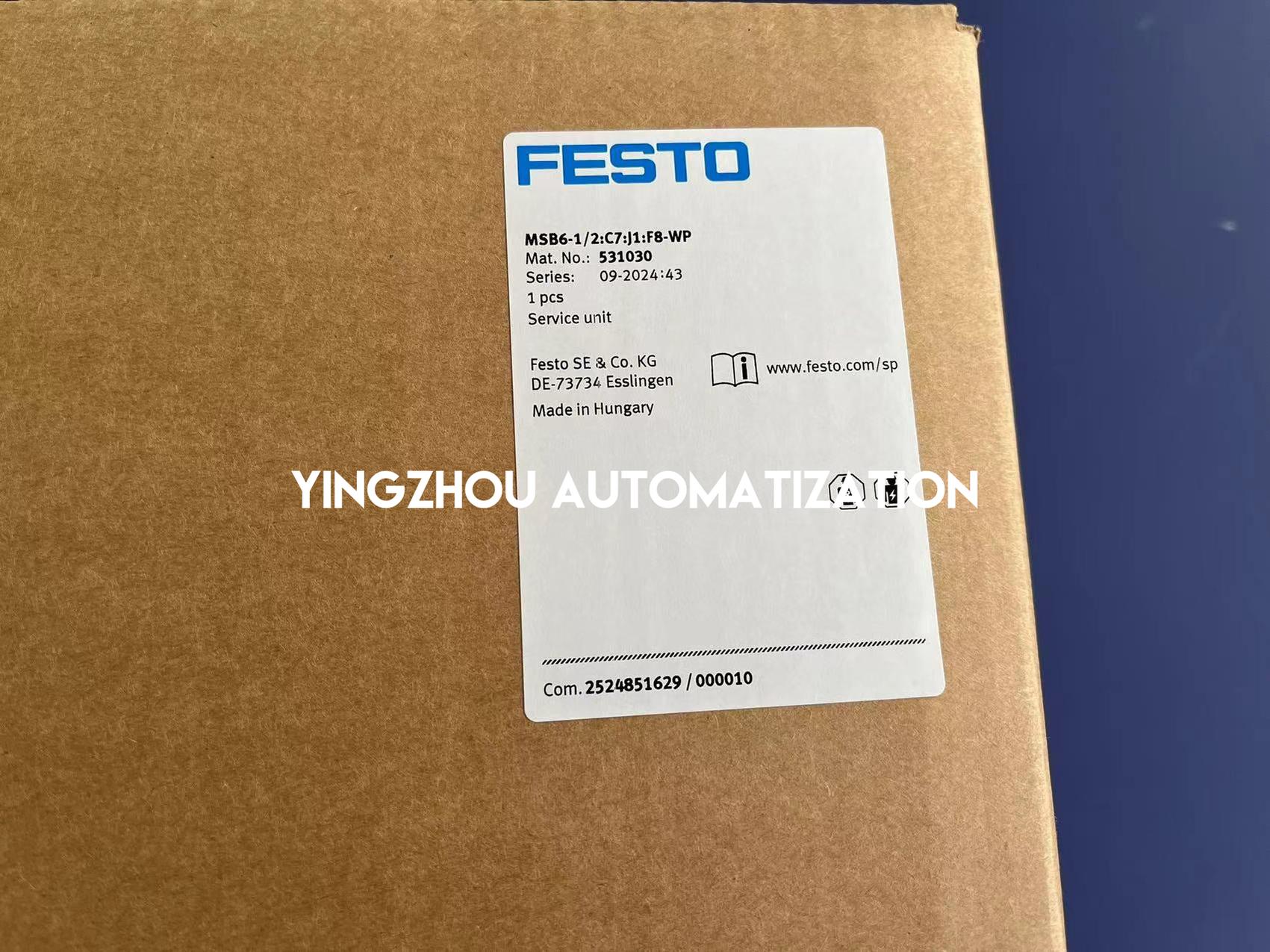 Festo MSB6-1/2:C7:J1:F8-WP Service Unit Combination | 531030 | G1/2" Port, Filter-Regulator-Lubricator | Pneumatic Preparation | Brand New Original-YingZhou Automatization