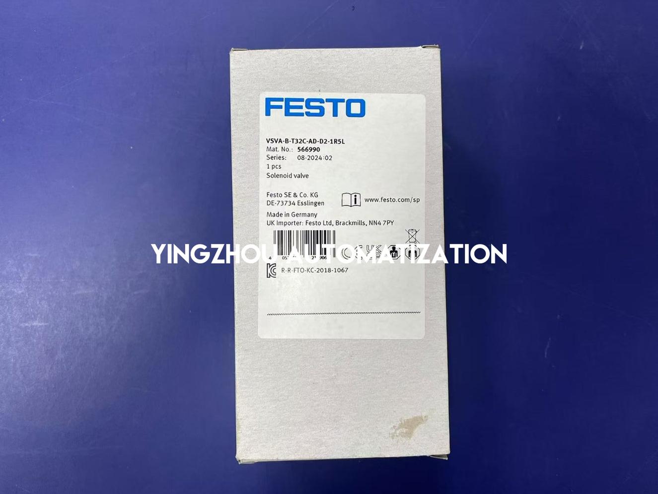 Festo VSVA-B-T32C-AD-D2-1R5L Solenoid Valve | 566990 | 3/2-way, 24V DC | Valve Terminal Component | Brand New Original-YingZhou Automatization
