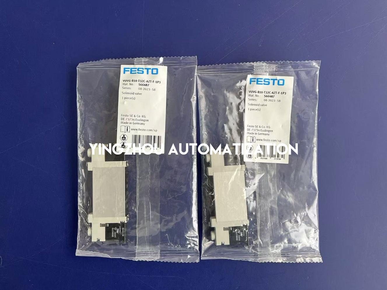 Festo VUVG-B10-T32C-AZT-F-1P3 Solenoid Valve | 566487 | 3/2-way, 24V DC, M5 Ports | Compact Pneumatic Control | Brand New Original-YingZhou Automatization