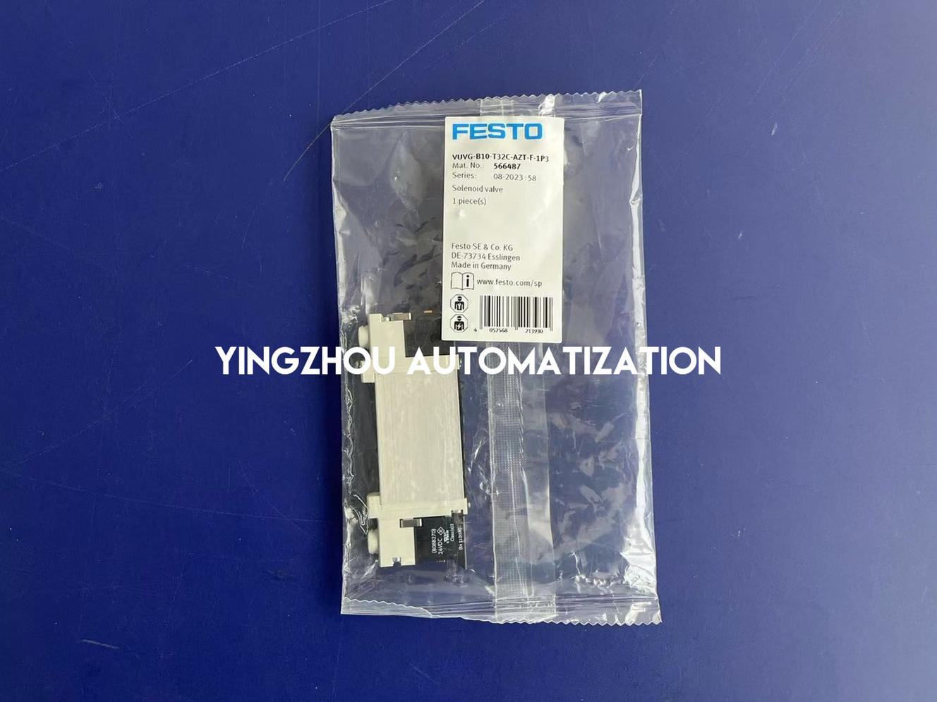Festo VUVG-B10-T32C-AZT-F-1P3 Solenoid Valve | 566487 | 3/2-way, 24V DC, M5 Ports | Compact Pneumatic Control | Brand New Original-YingZhou Automatization