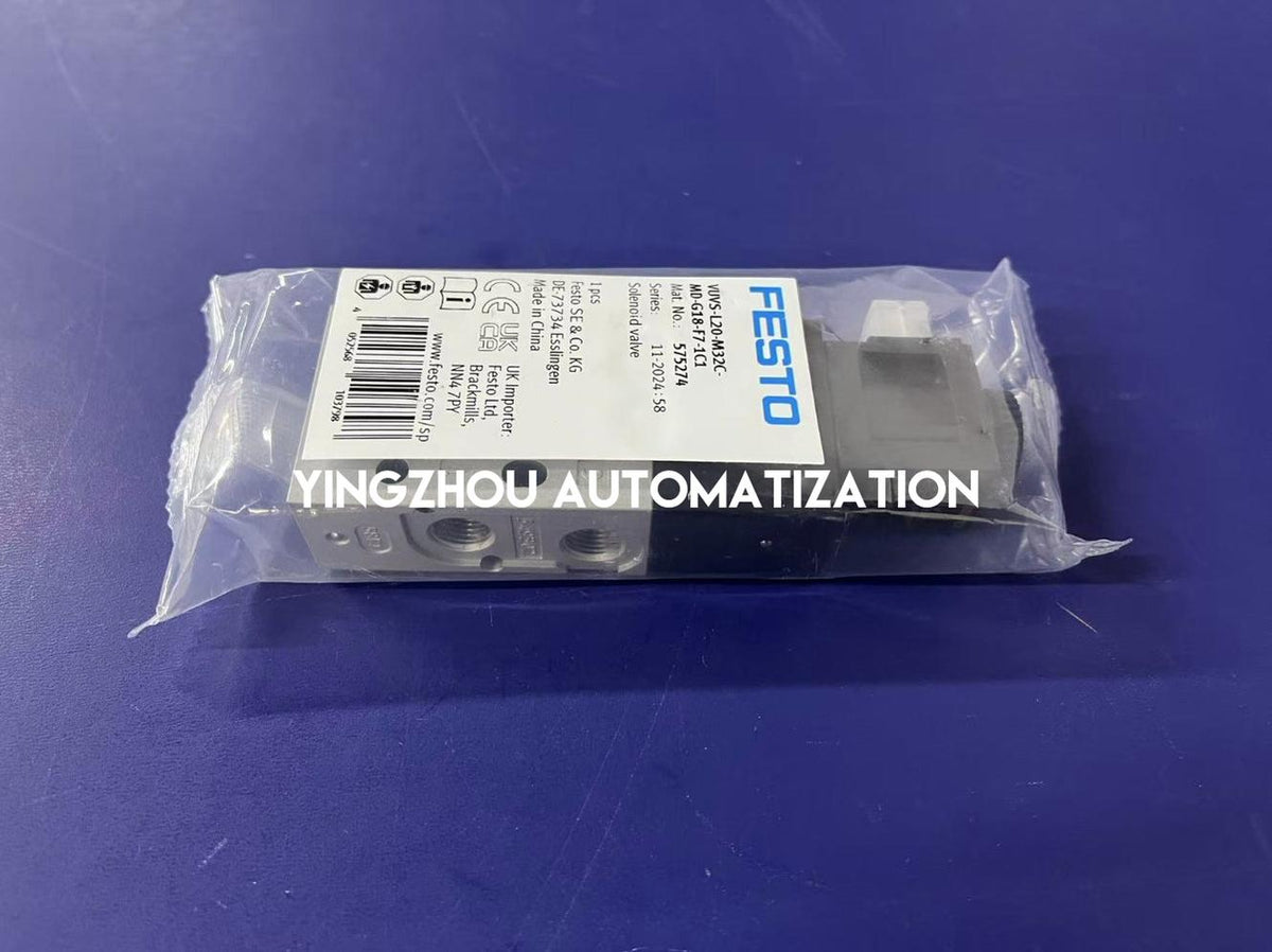 Festo VUVS-L20-M32C-MD-G18-F7-1C1 Solenoid Valve | 575274 | 3/2-way, G1/8" Ports | Robust Industrial Control | Brand New Original-YingZhou Automatization