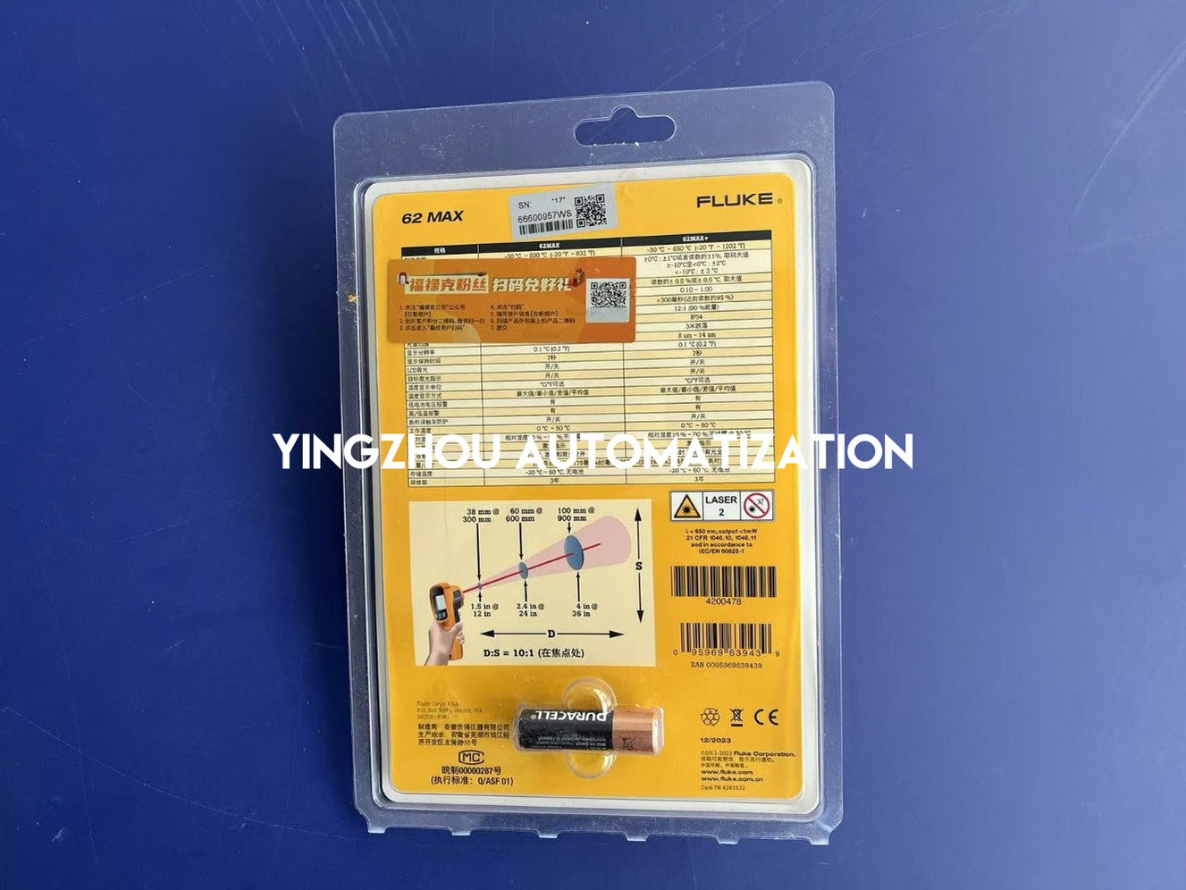 Fluke 62 MAX Infrared Thermometer | Single Laser, IP54 Dust & Water Resistant, Industrial Precision, Brand New Original-YingZhou Automatization