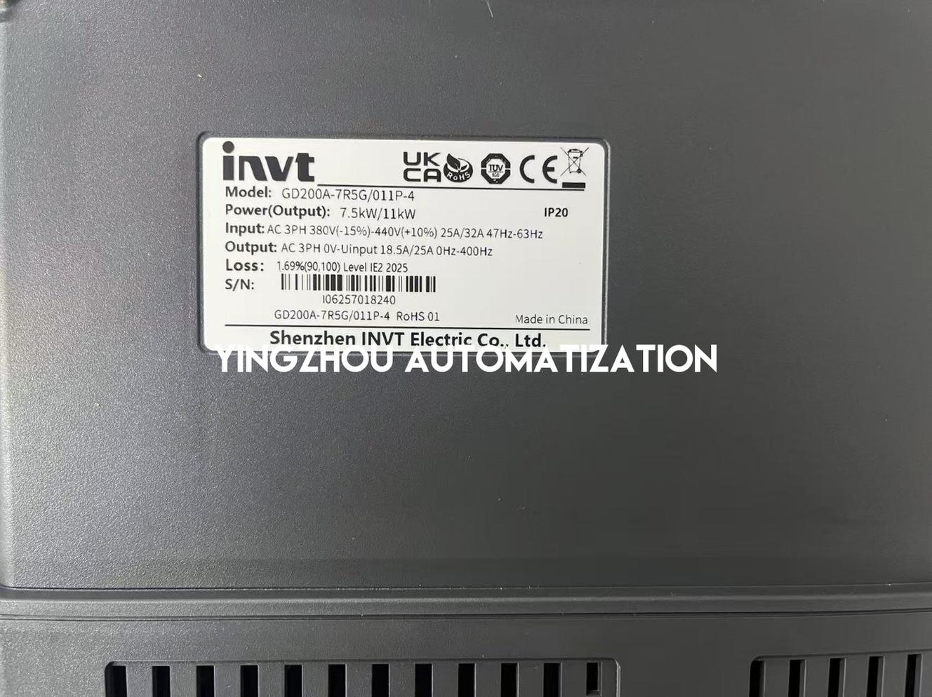 INVT GD200A Series AC Frequency Inverter GD200A-7R5G/011P-4 7.5KW 10HP 380VAC 25A 3Phase VFD-YingZhou Automatization