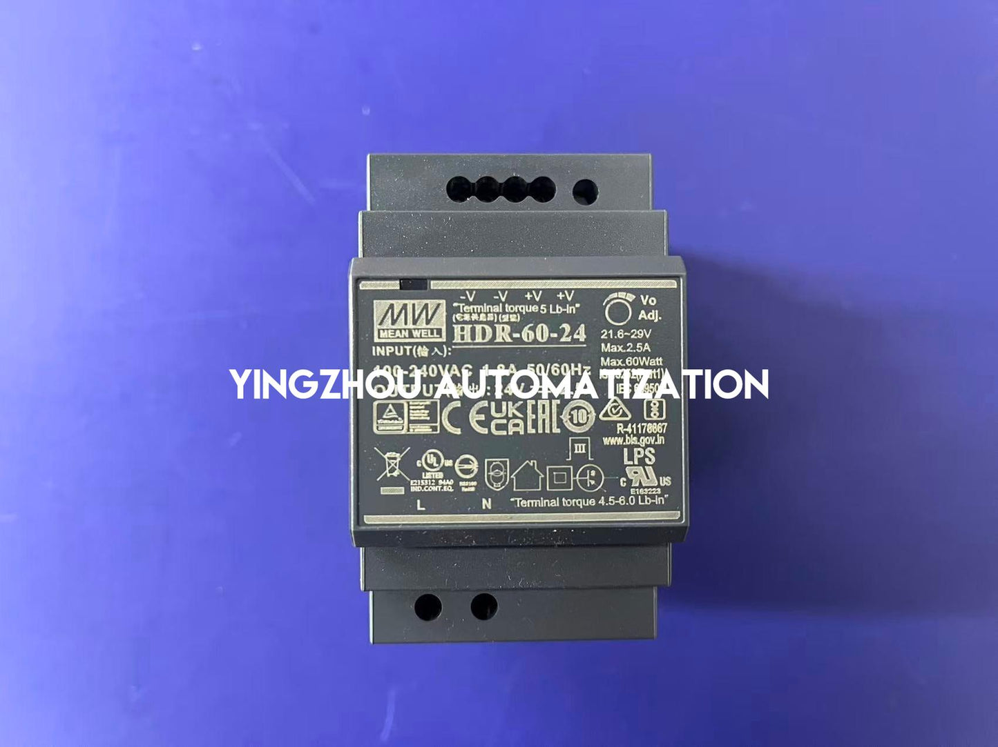 MEAN WELL HDR-60-24 DIN Rail Power Supply - 60W, 24V DC, 2.5A, Ultra Slim-YingZhou Automatization