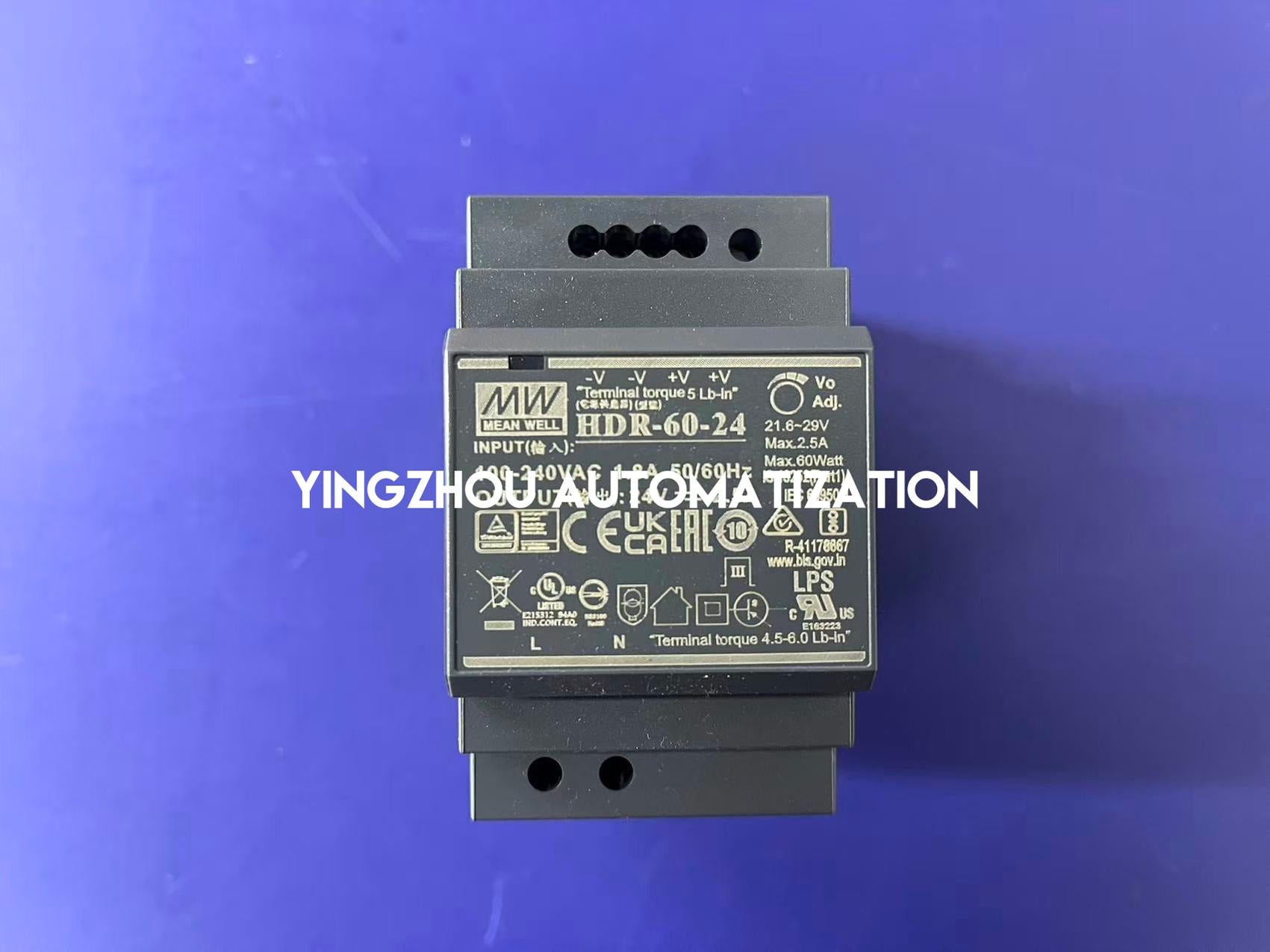 MEAN WELL HDR-60-24 DIN Rail Power Supply - 60W, 24V DC, 2.5A, Ultra Slim-YingZhou Automatization