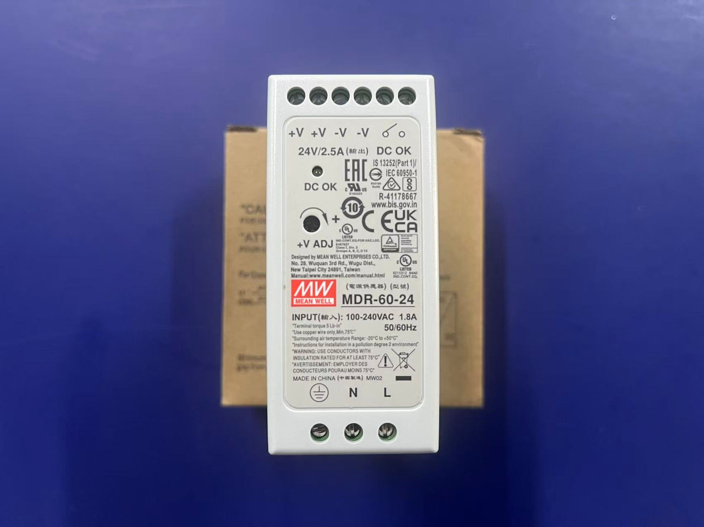 Mean Well MDR-60-24 DIN Rail Power Supply | 60W 24V 2.5A | Single Output | Industrial Compact Design | Brand New Original-YingZhou Automatization