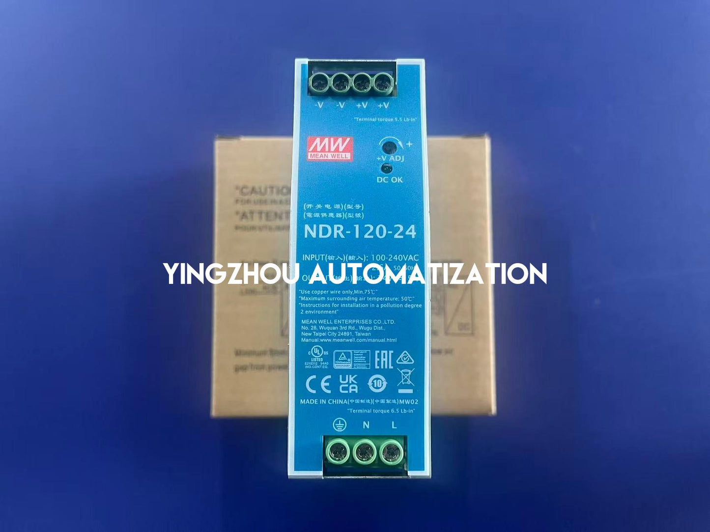 Mean Well NDR-120-24 | DIN Rail Power Supply | 24V DC 5A | 120W Single Output | 40mm Slim Metal Housing | Industrial Grade | Brand New Original-YingZhou Automatization