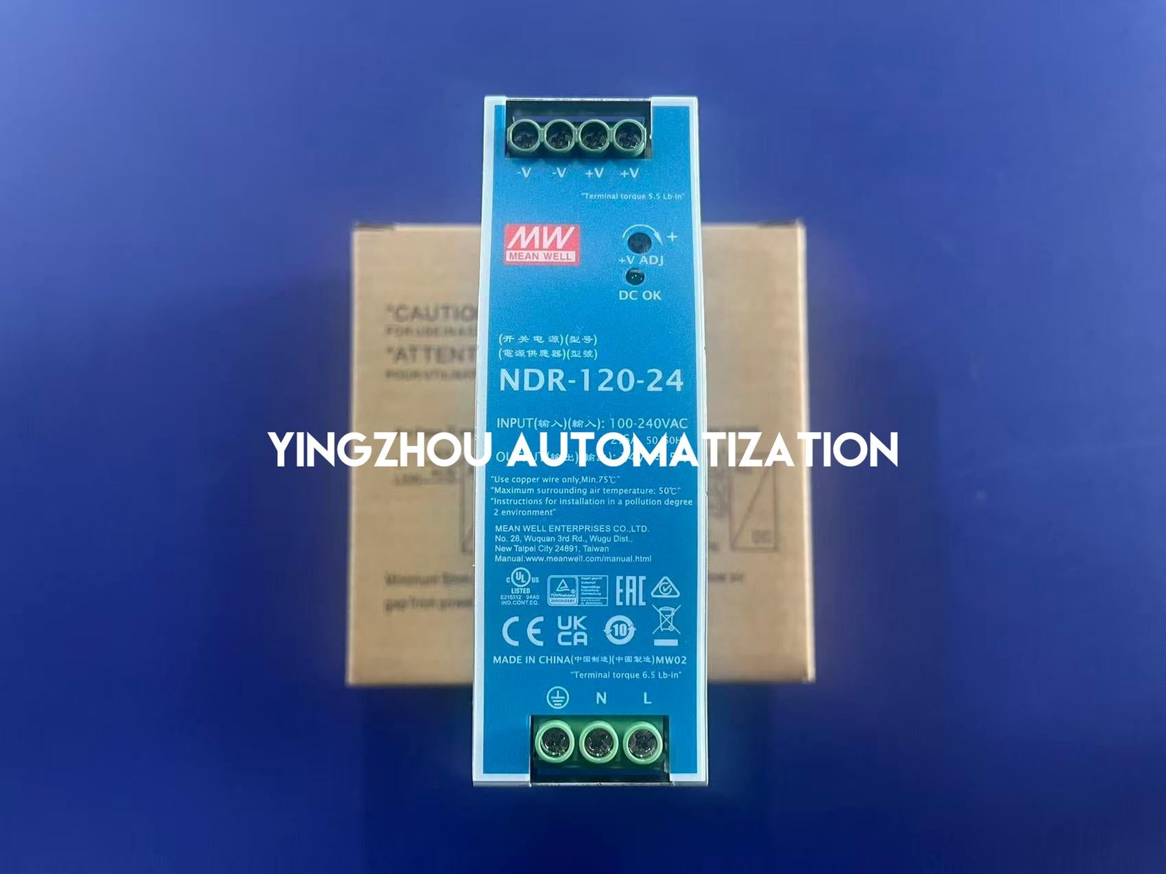 Mean Well NDR-120-24 | DIN Rail Power Supply | 24V DC 5A | 120W Single Output | 40mm Slim Metal Housing | Industrial Grade | Brand New Original-YingZhou Automatization