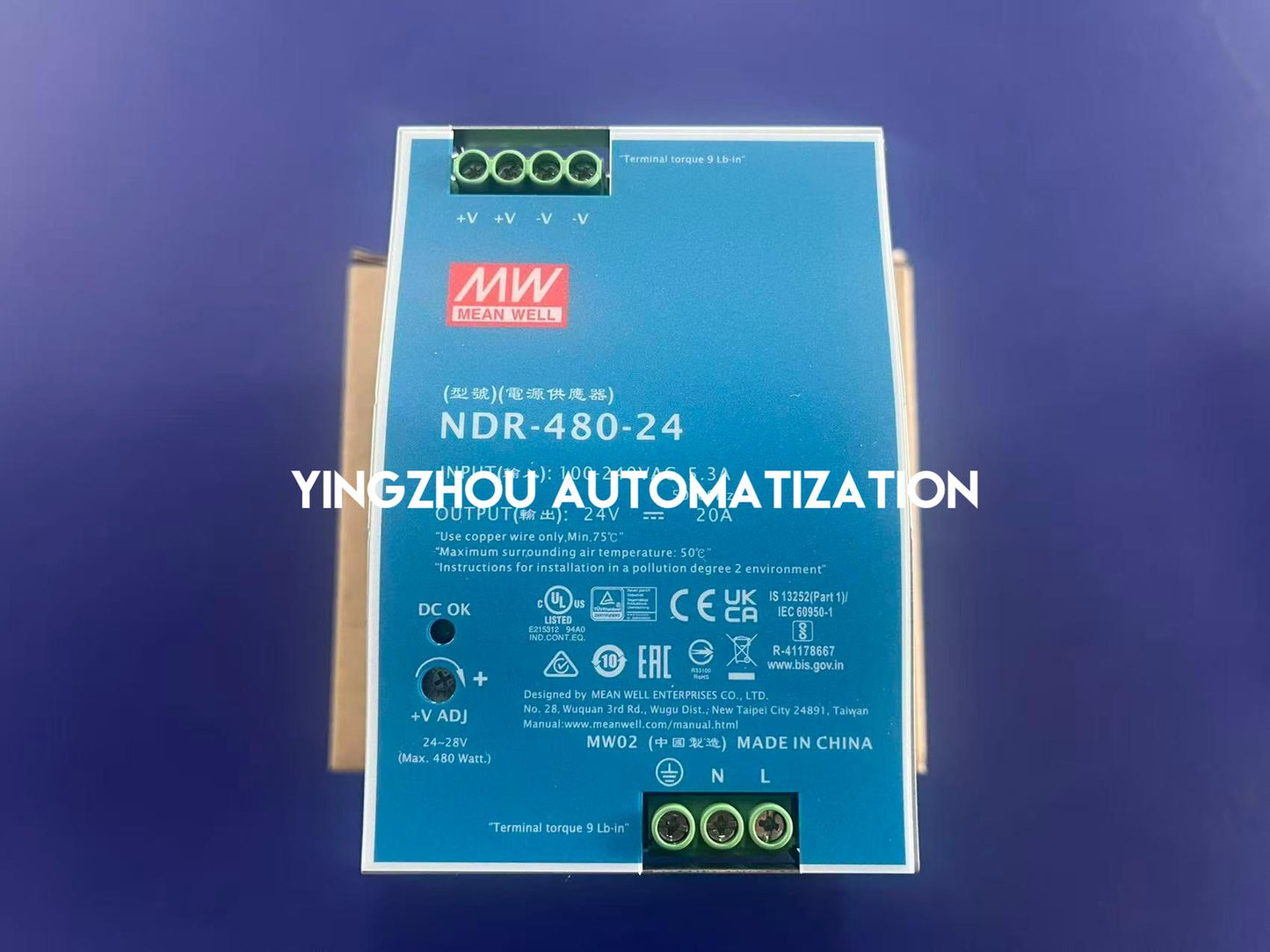 Mean Well NDR-480-24 Power Supply | 480W 24V 20A | DIN Rail Industrial Power | Brand New Original-YingZhou Automatization