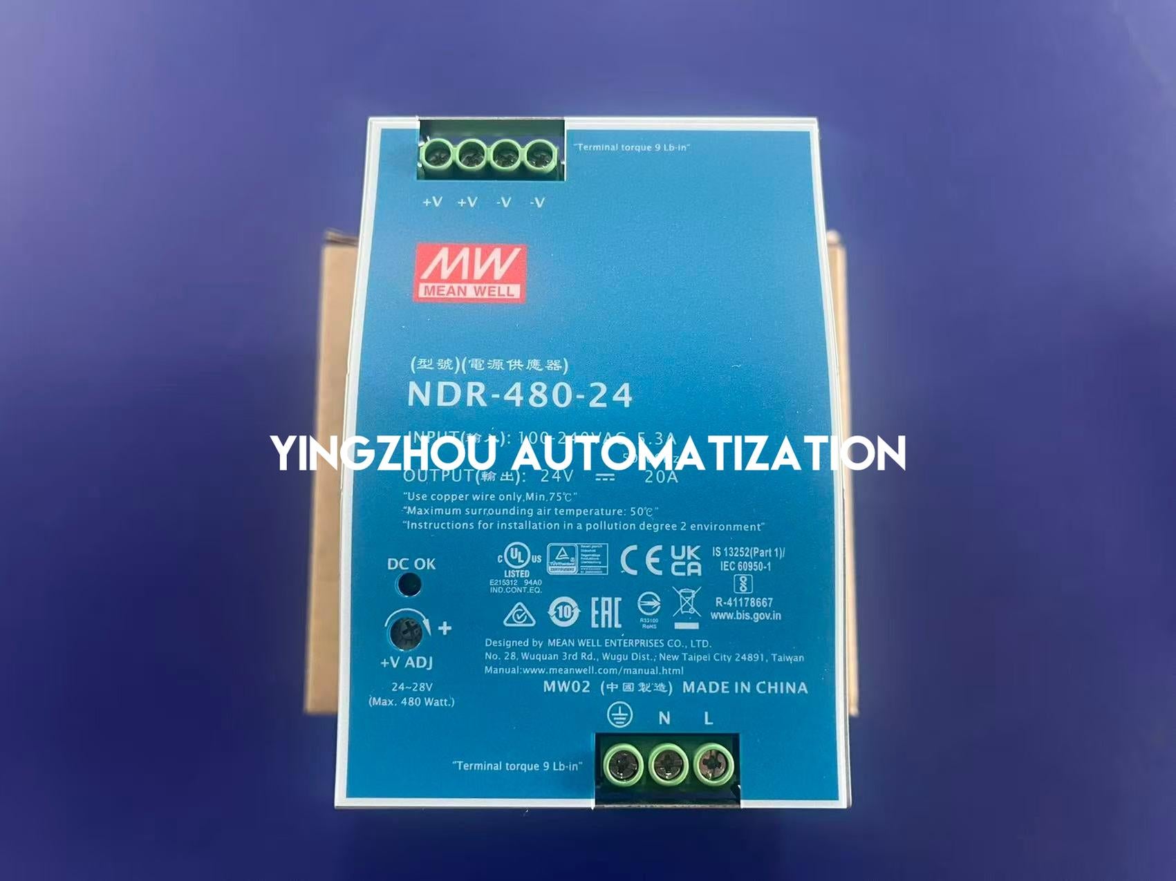 Mean Well NDR-480-24 Power Supply | 480W 24V 20A | DIN Rail Industrial Power | Brand New Original-YingZhou Automatization