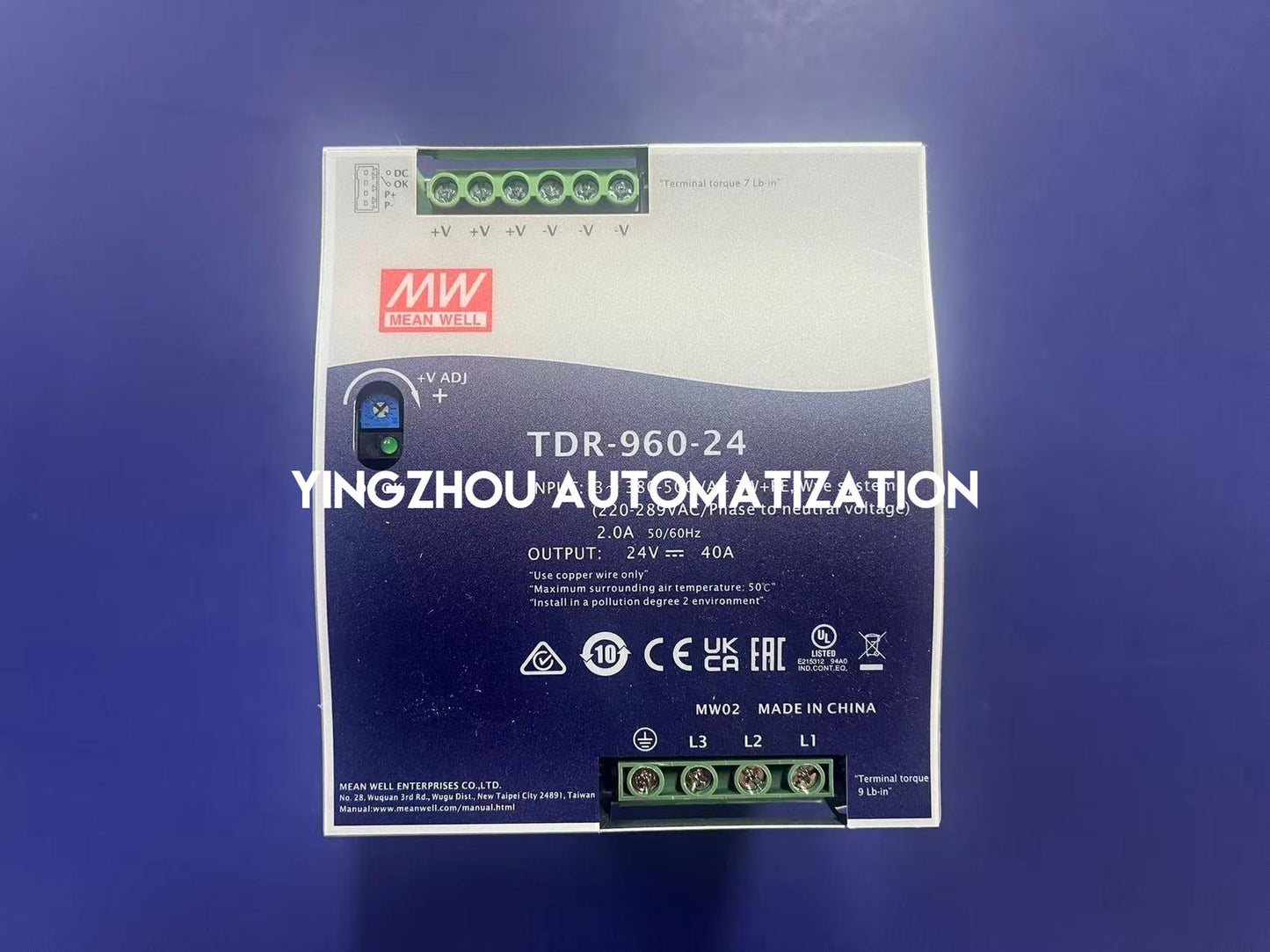 Mean Well TDR-960-24 3-Phase DIN Rail Power Supply | 960W 24V 40A | High-Efficiency Industrial Power Unit | Brand New Original-YingZhou Automatization