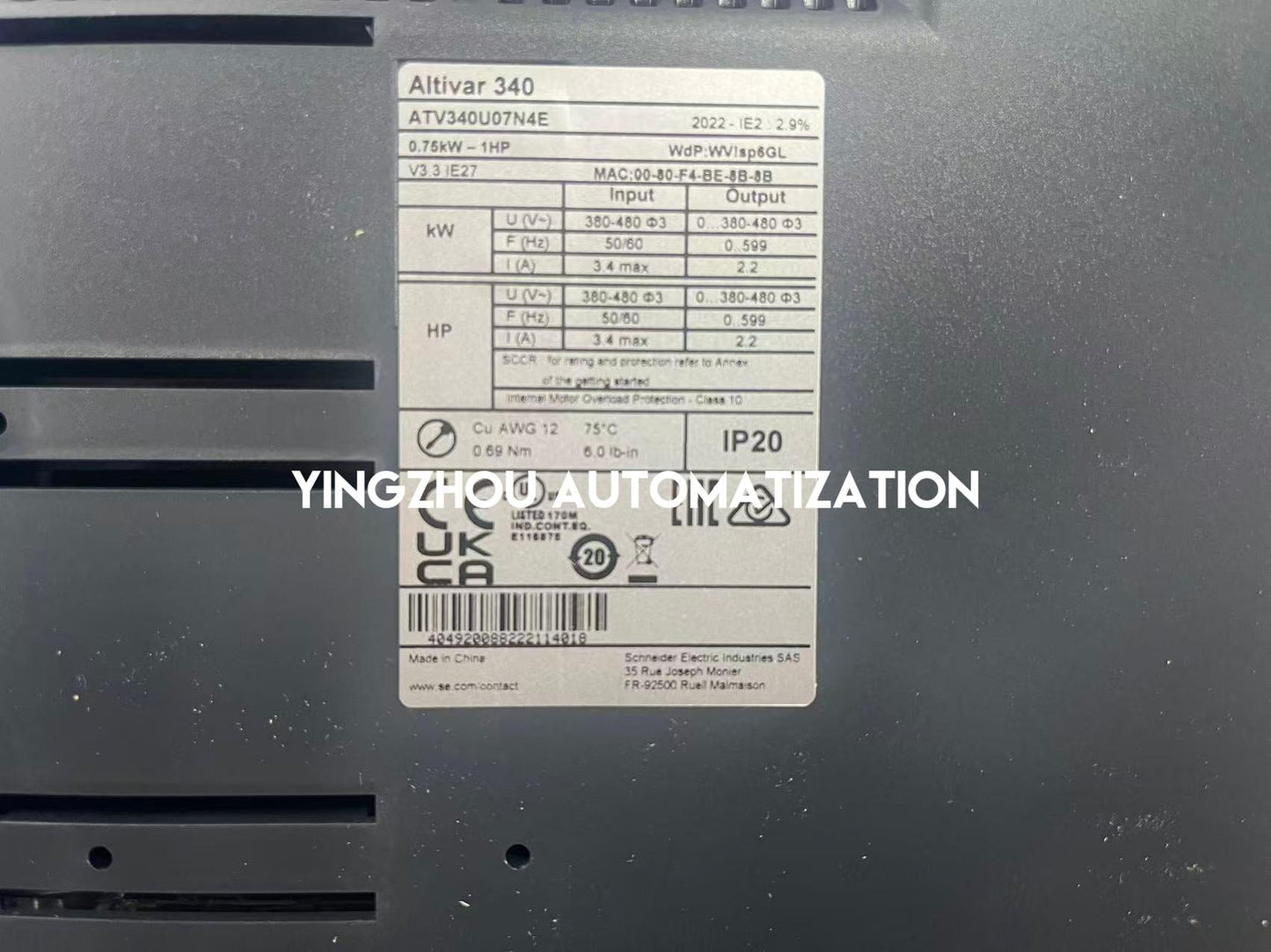 Schneider ATV340U07N4E VFD | Altivar Machine ATV340 Drive | 0.75 kW / 1 HP 380V - 480V 3-Phase | Brand New Original-YingZhou Automatization
