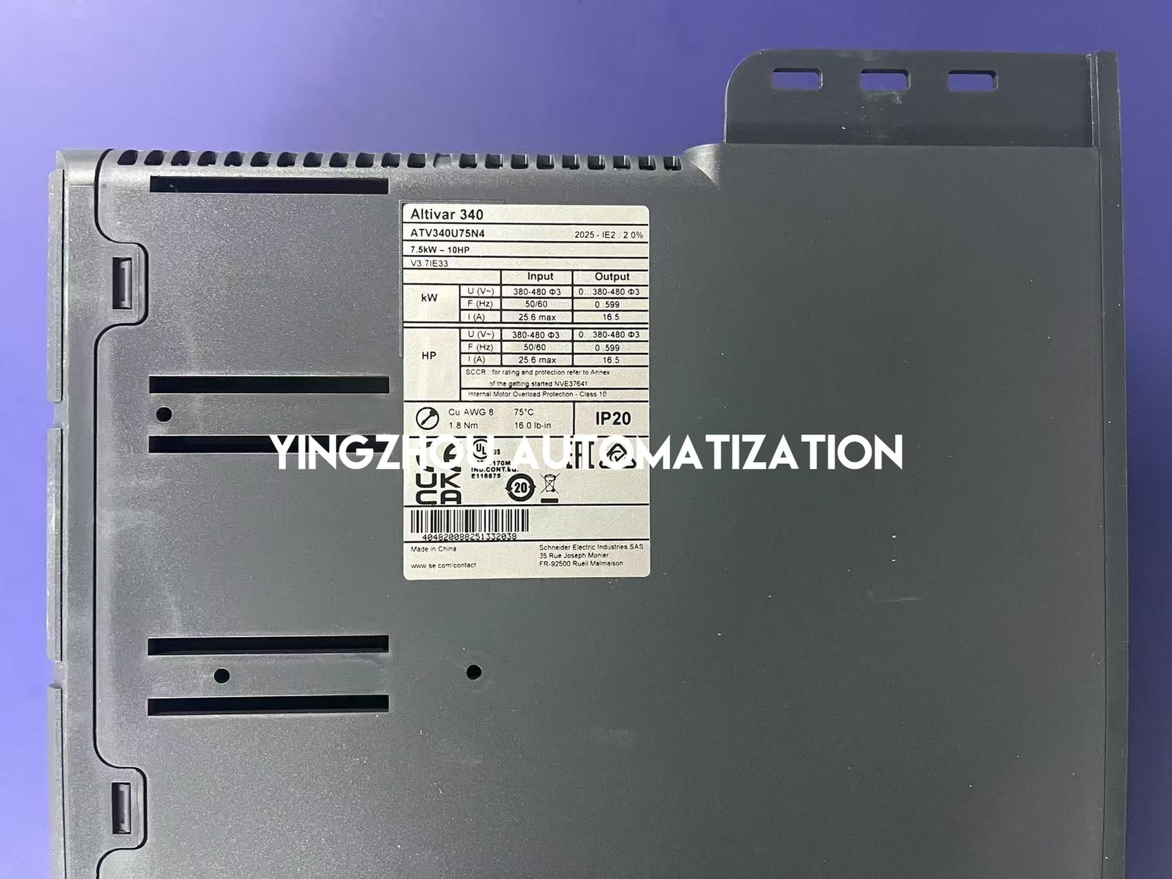 Schneider ATV340U75N4 VFD | 7.5kW, 400V 3-Phase, High-Dynamic Motion Control, IP20, Ethernet/IP, Brand New Original-YingZhou Automatization