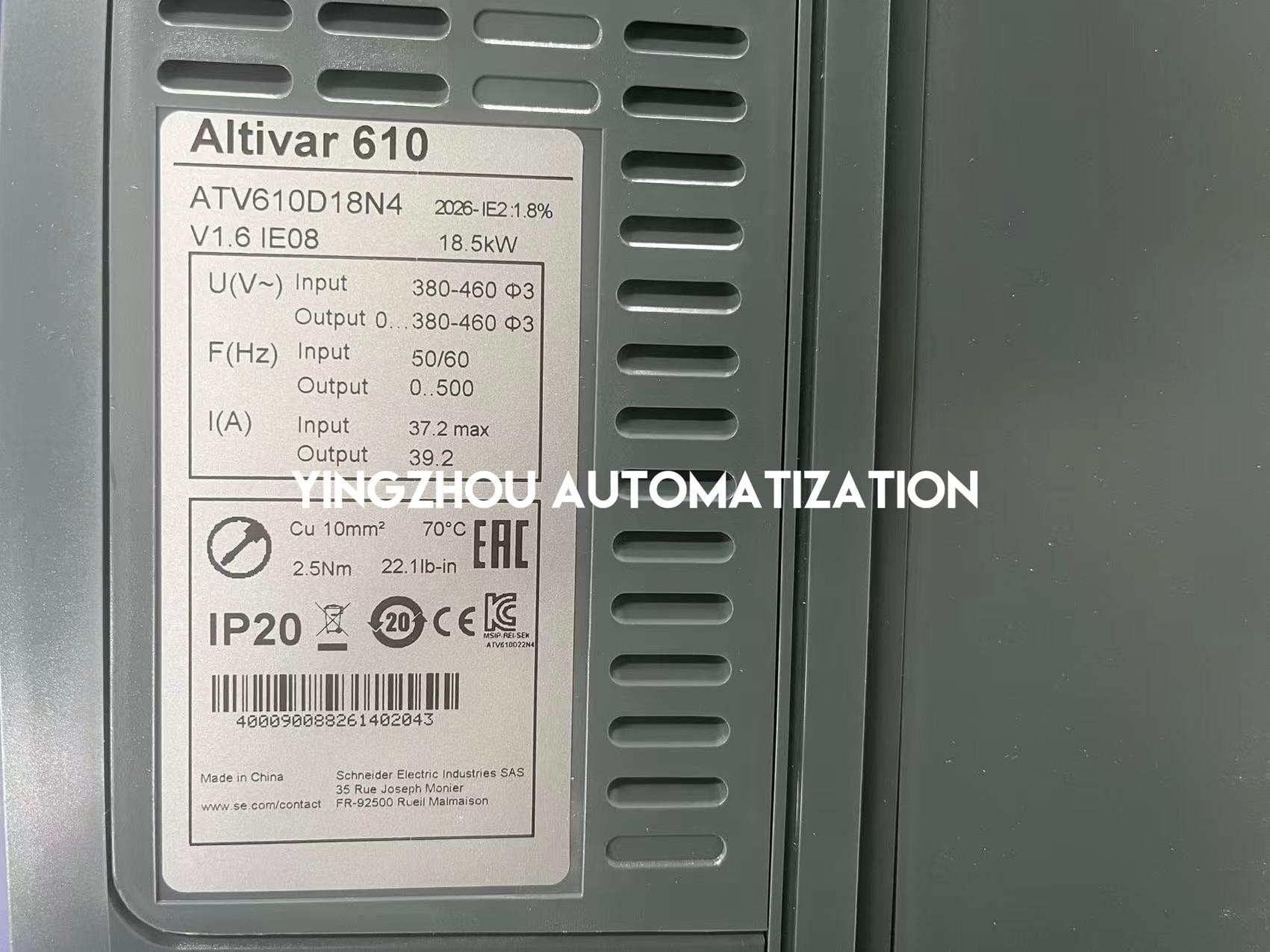 Schneider ATV610D18N4 Altivar Process ATV600 Variable Speed Drive | 18.5 kW (25 HP) | 3-Phase 400/480V | IP20 | Brand New Original-YingZhou Automatization