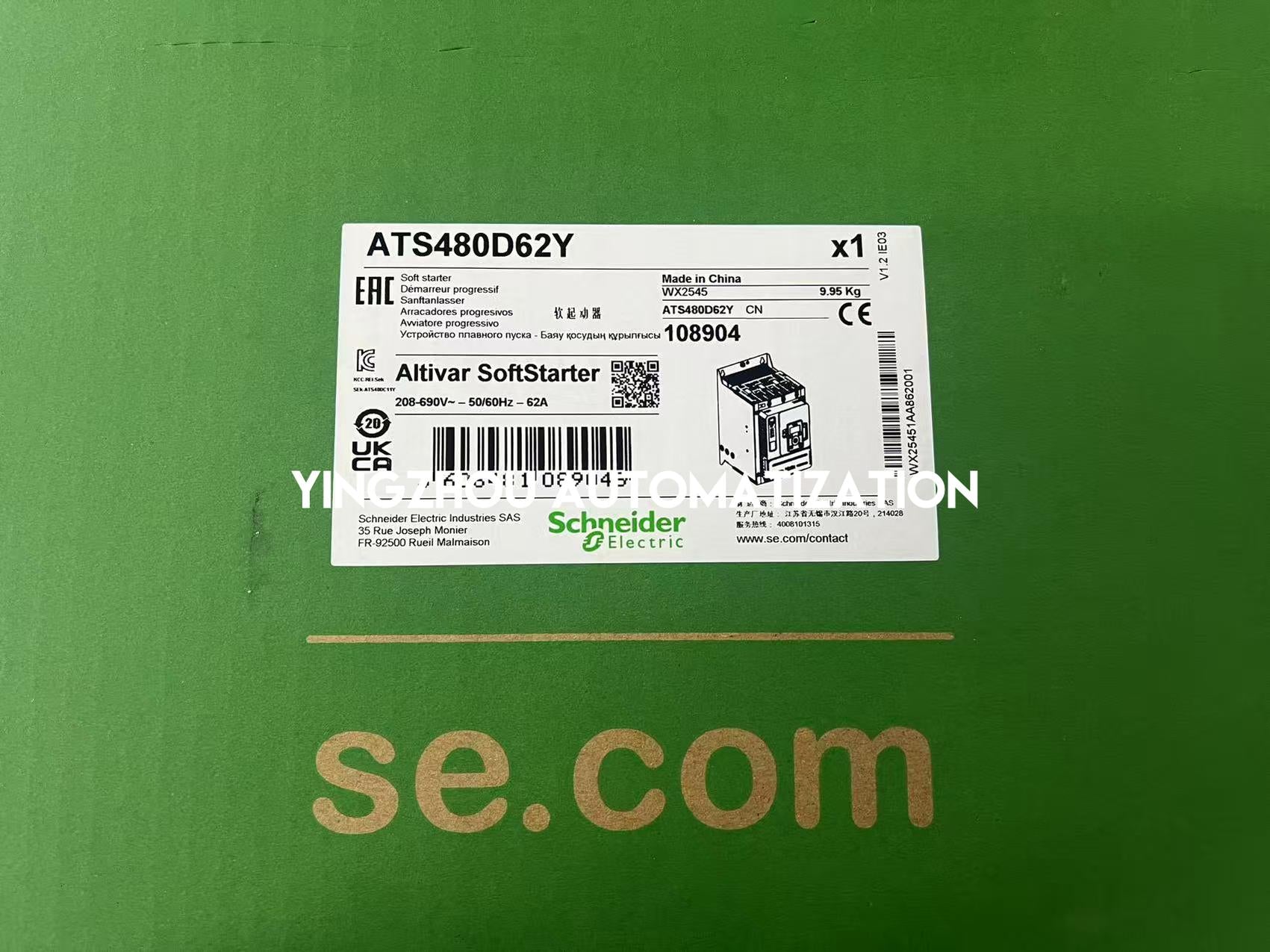 Schneider Electric ATS480D62Y Altistart 480 Soft Starter | 62A, 208-690V AC, High-Performance Motor Control-YingZhou Automatization