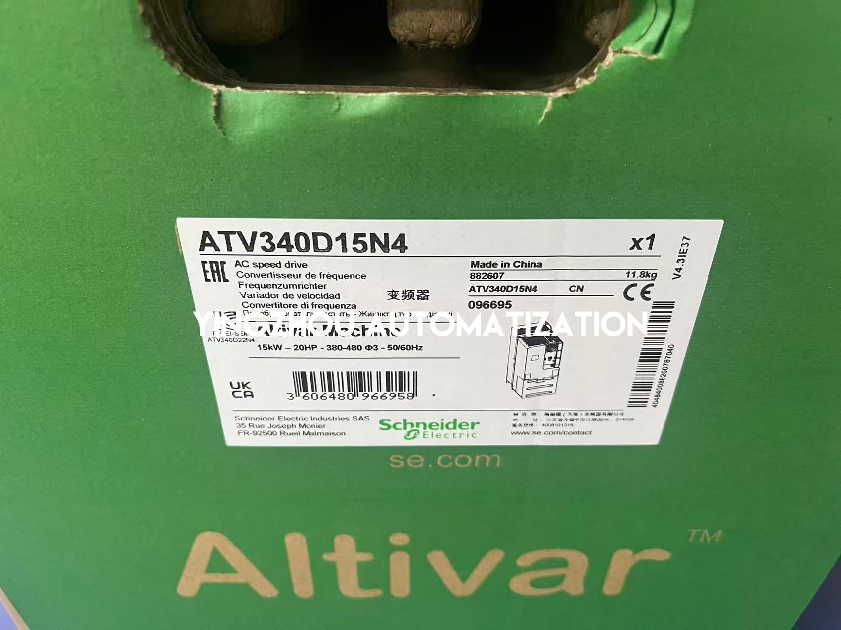 Schneider Altivar ATV340D15N4 Variable Frequency Drive | 15kW (20HP), 400V, 33.1A, IP20, High-Performance Motor Control | Brand New Original-YingZhou Automatization