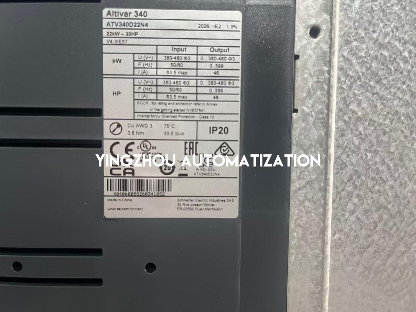 Schneider Altivar ATV340D22N4 Variable Frequency Drive | 22kW (30HP), 400V, 46.2A, IP20, High-Performance Motor Control | Brand New Original-YingZhou Automatization