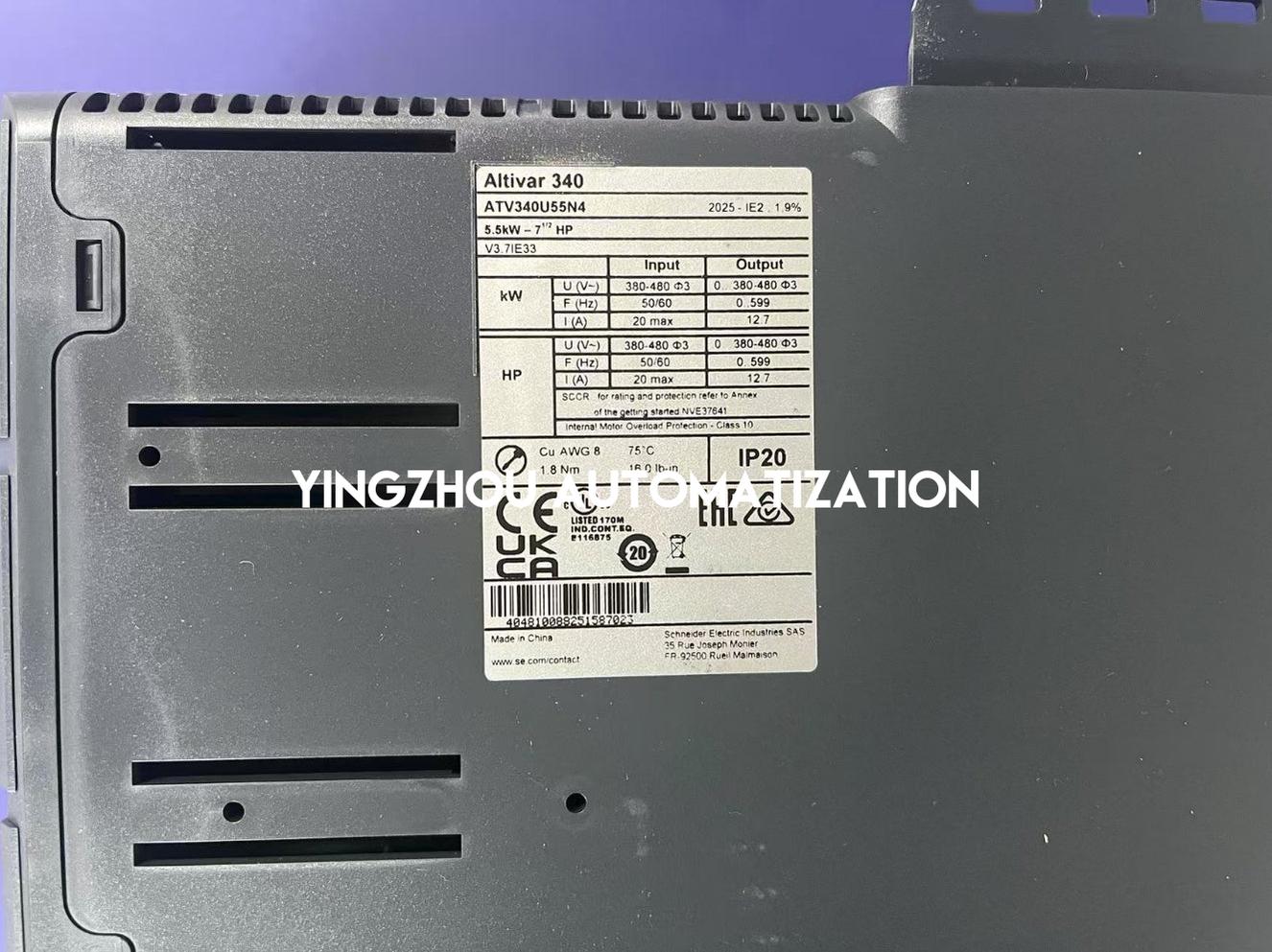Schneider Electric ATV340U55N4 VFD | Altivar Machine ATV340, 5.5kW, 400V, 3-Phase, High-Performance, Brand New Original-YingZhou Automatization