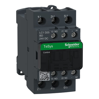 Schneider Electric LC1D25BD TeSys Deca Contactor | 3P, 25A, 24V DC Coil, 11kW, 1NO+1NC-YingZhou Automatization