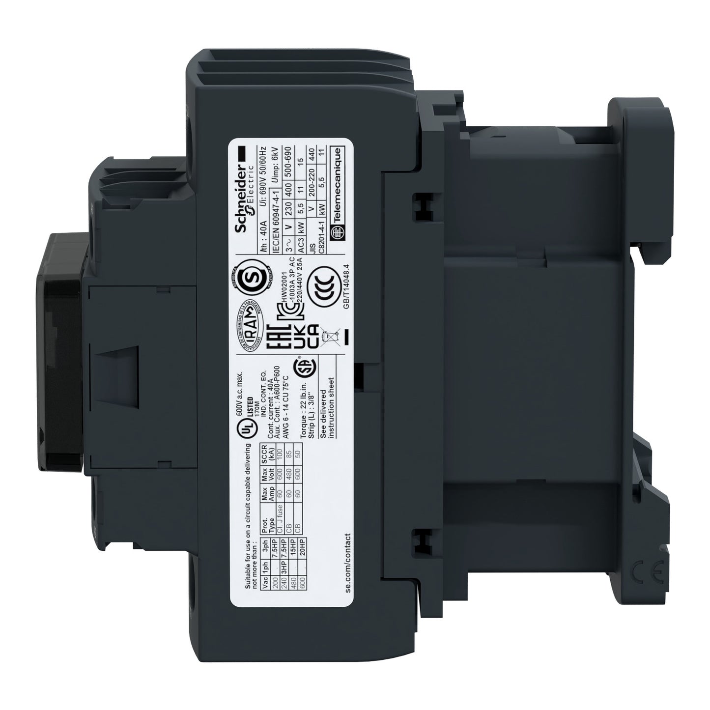 Schneider Electric LC1D38BL TeSys Deca Contactor | 3P, 38A, 24V DC Low Consumption Coil, 18.5kW-YingZhou Automatization