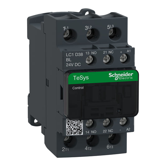 Schneider Electric LC1D38BL TeSys Deca Contactor | 3P, 38A, 24V DC Low Consumption Coil, 18.5kW-YingZhou Automatization
