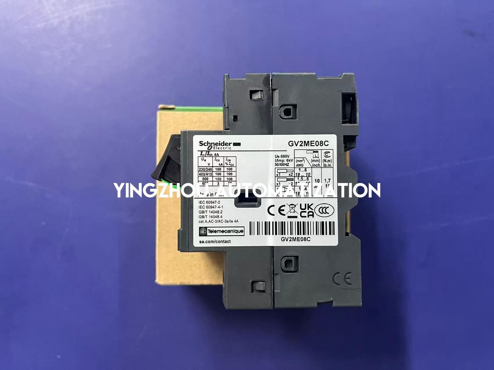 Schneider GV2ME08C | TeSys GV2 Motor Circuit Breaker | 2.5-4A Thermal-Magnetic Protector | Push Button Control | Brand New Original-YingZhou Automatization