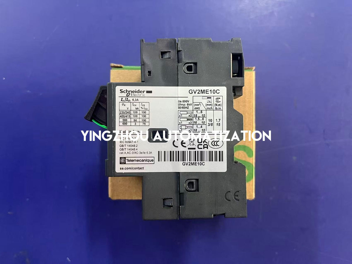 Schneider GV2ME10C TeSys Deca 3P 4-6.3A Thermal-Magnetic Motor Circuit Breaker-YingZhou Automatization