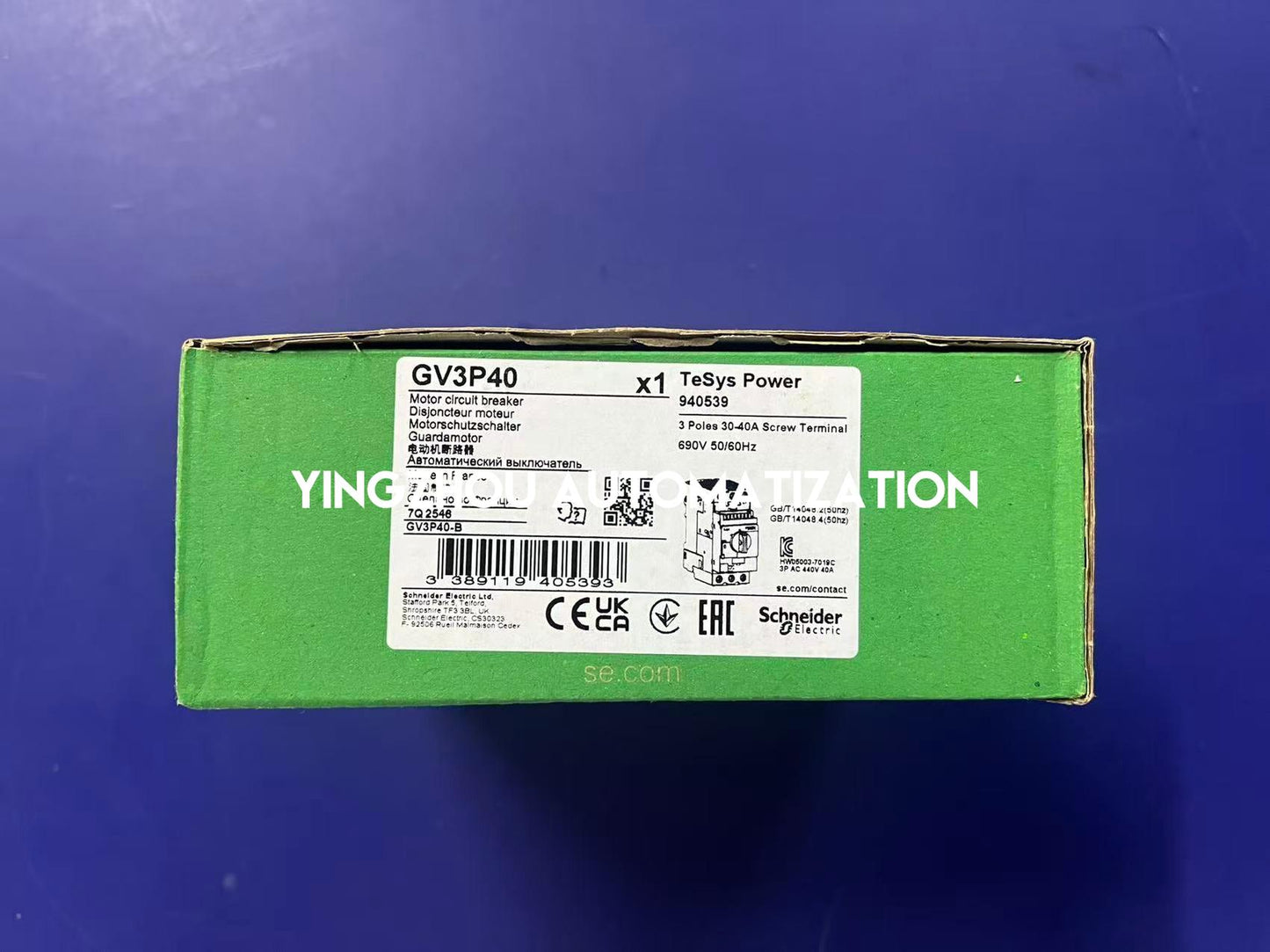 Schneider GV3P40 | TeSys GV3 Motor Circuit Breaker | 30-40A Rotary Handle MPCB | EverLink Terminal | Brand New Original-YingZhou Automatization