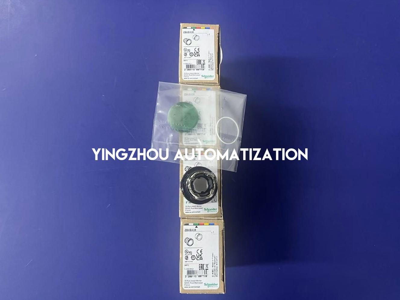 Schneider Harmony XB4 Series Head for illuminated push button ZB4BA38, metal, green flush, 22mm, universal LED, for insertion legend-YingZhou Automatization