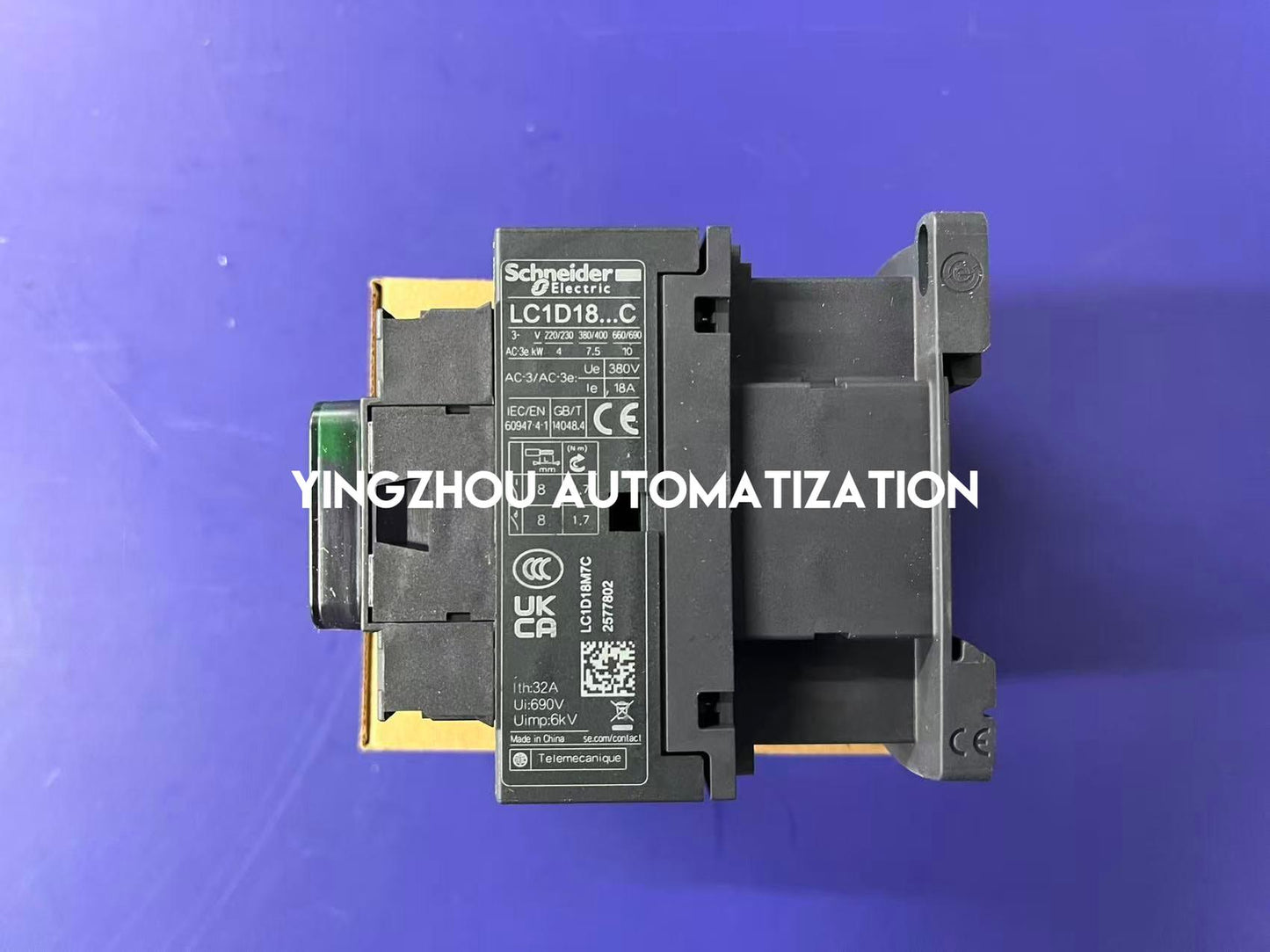 Schneider TeSys Deca Series Contactor LC1D18M7C 3P(3 NO), AC-3/AC-3e, 0 to 440V, 18A, 220VAC 50/60Hz coil-YingZhou Automatization