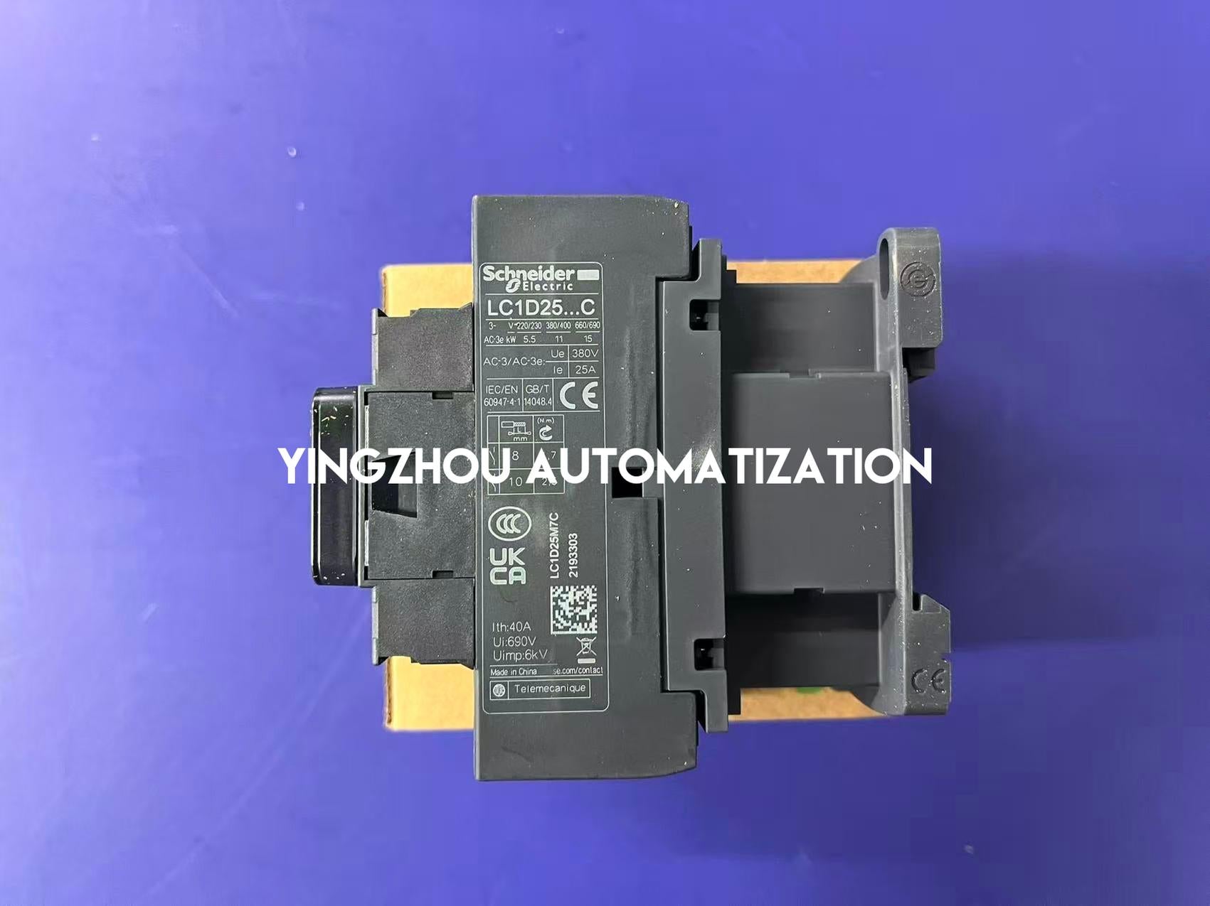 Schneider TeSys Deca Series Contactor LC1D25M7C 3P(3 NO), AC-3, <= 440V, 25A, 220 V AC coil-YingZhou Automatization